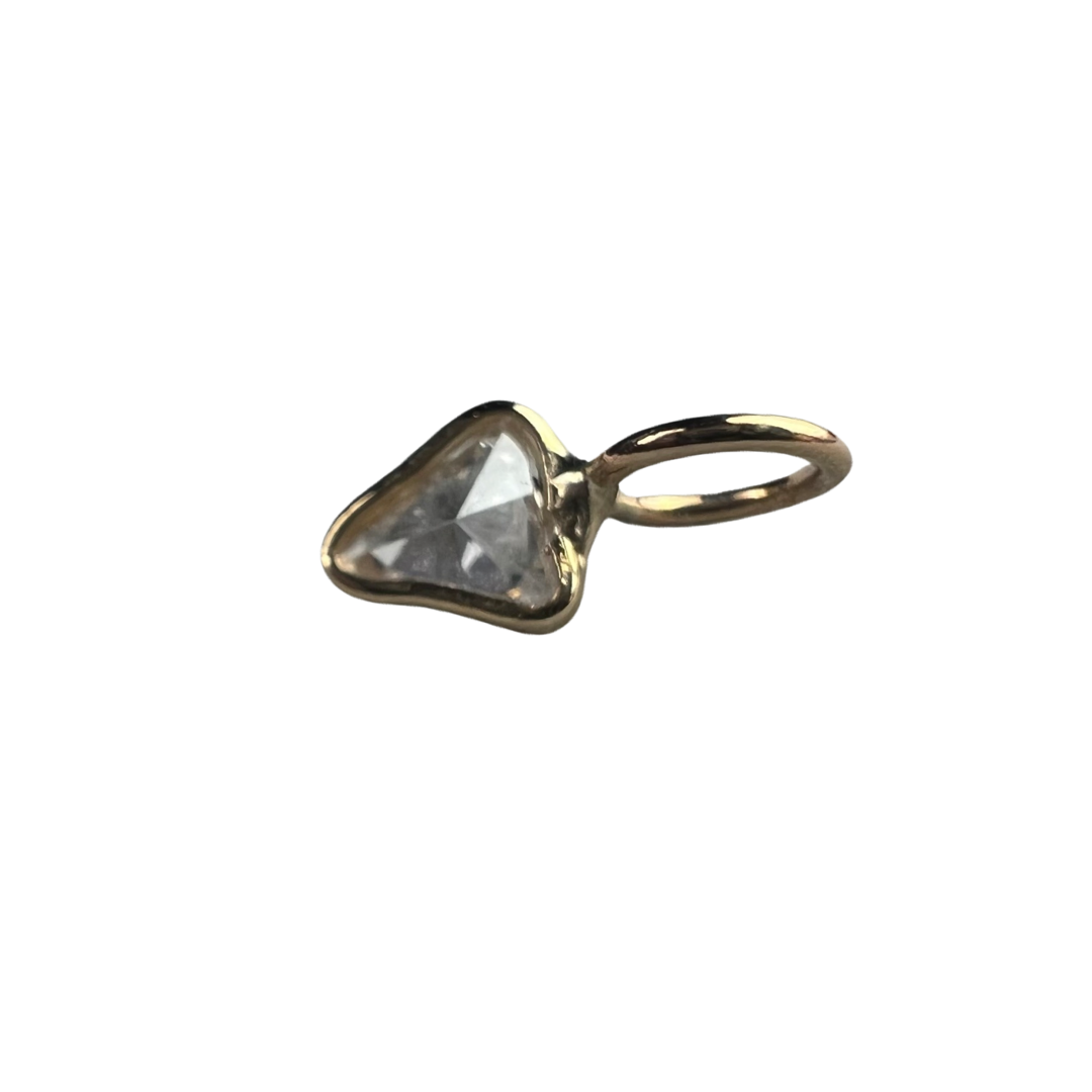 .15ct Trillion Cut Dimond Charm 14K Yellow Gold