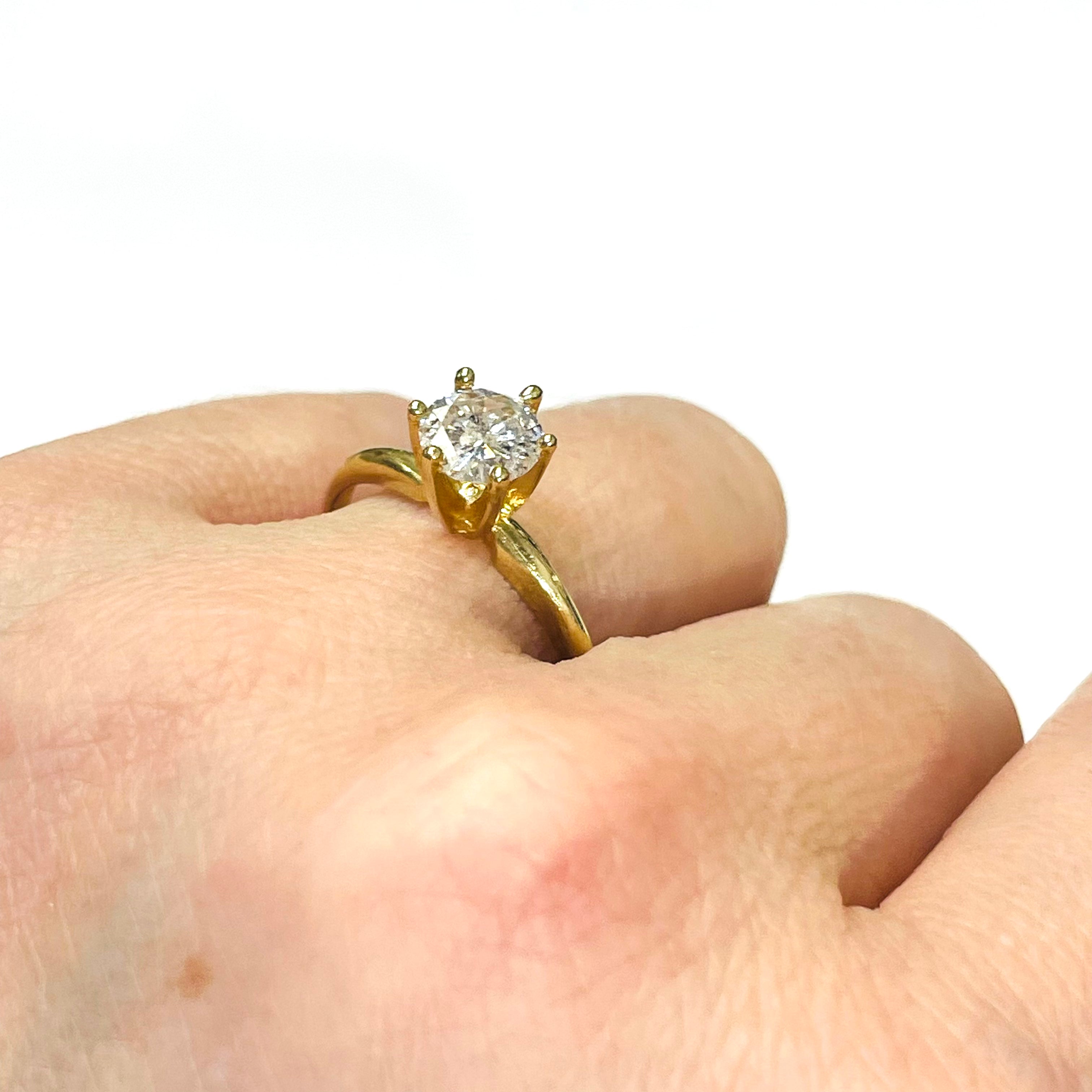 .83CT SI1 H Diamond Solitaire Ring in 14k Yellow Gold Engagement Size 7.75