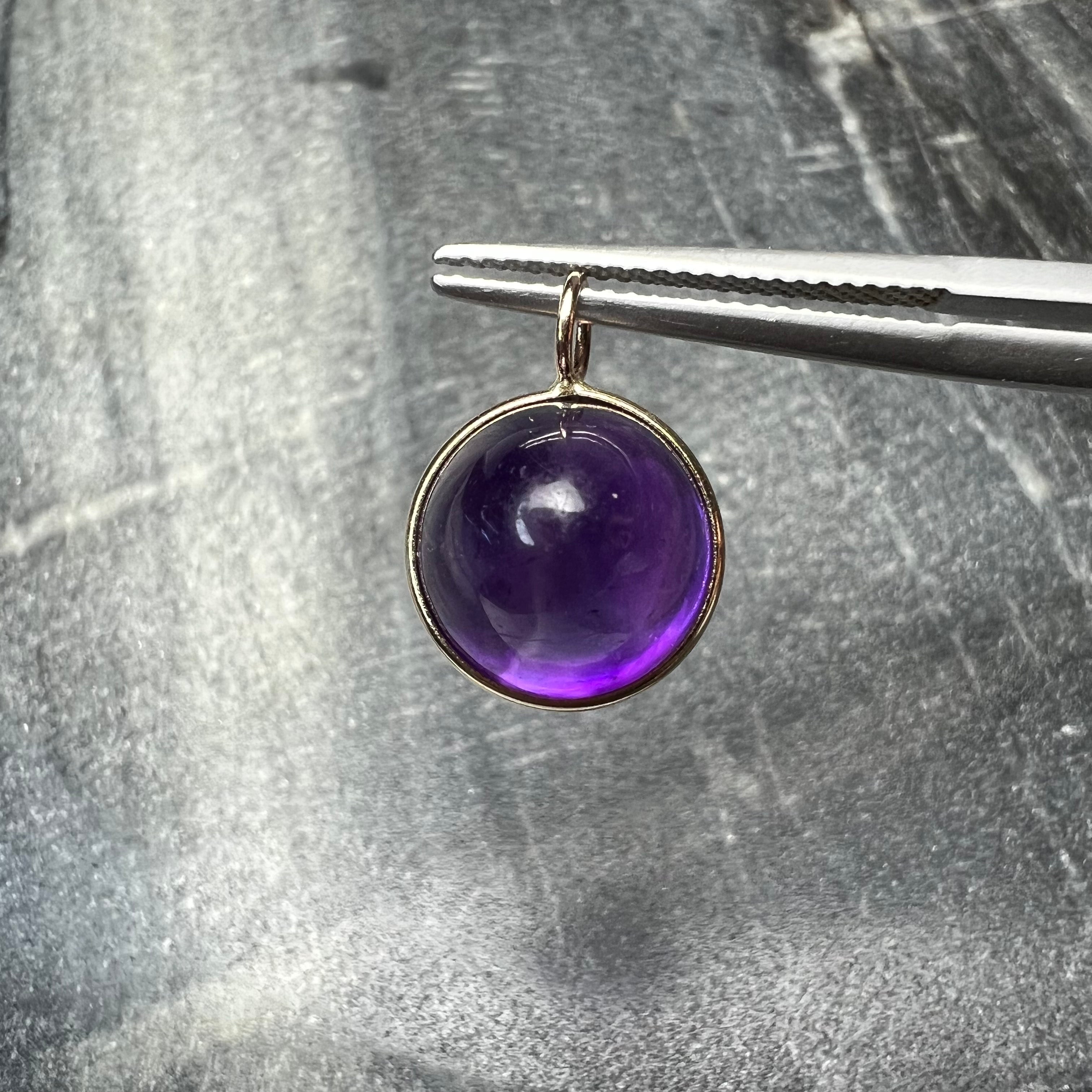7CT Natural Amethyst 14K Yellow Gold Pendant Charm 16x11mm