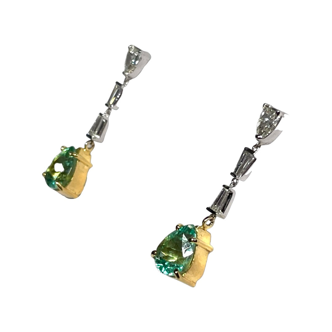 Long Emerald Diamond Earrings