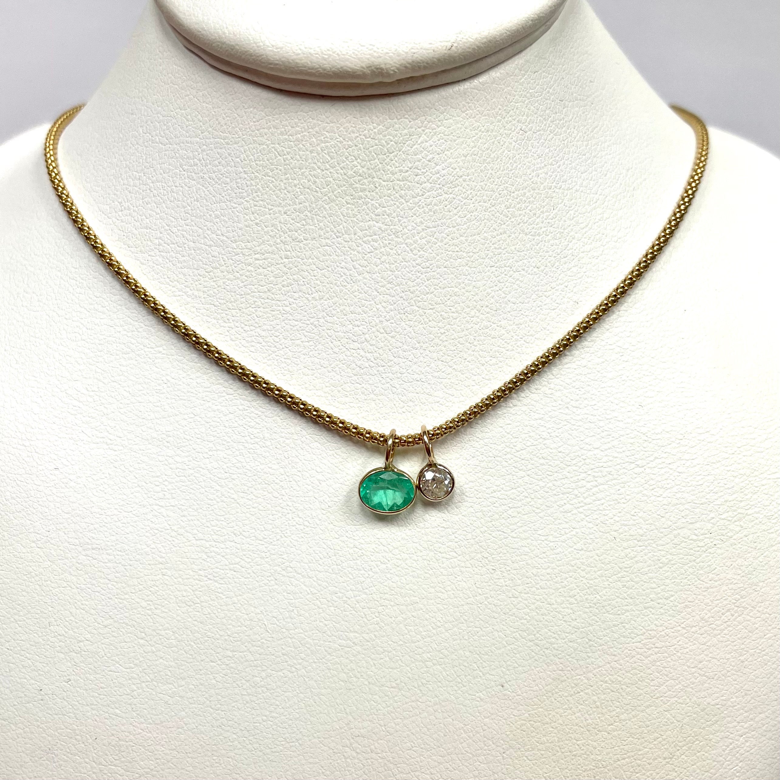 Natural Oval Emerald 14K Yellow Gold Pendant Charm