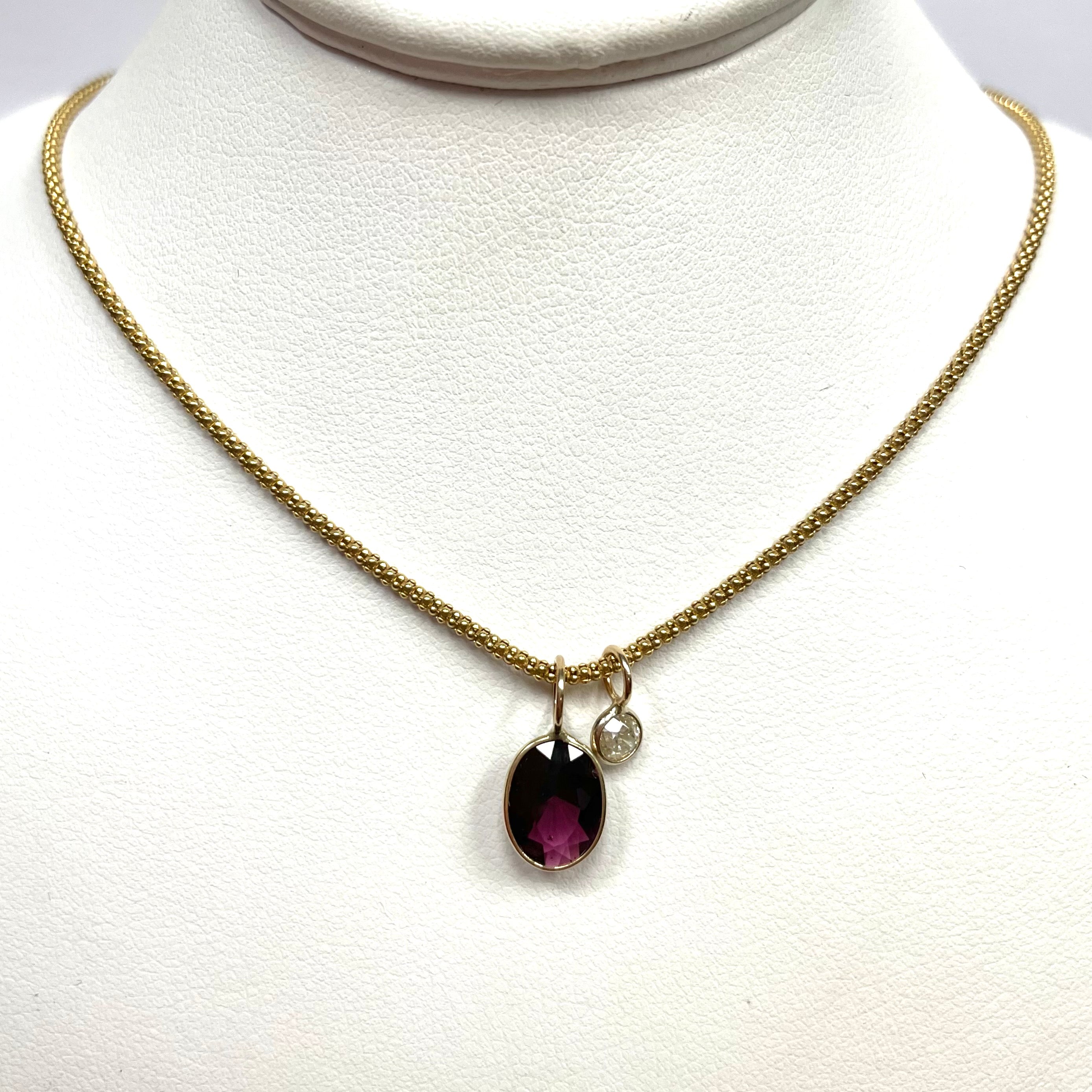 Natural Garnet 14K Yellow Gold Pendant Charm