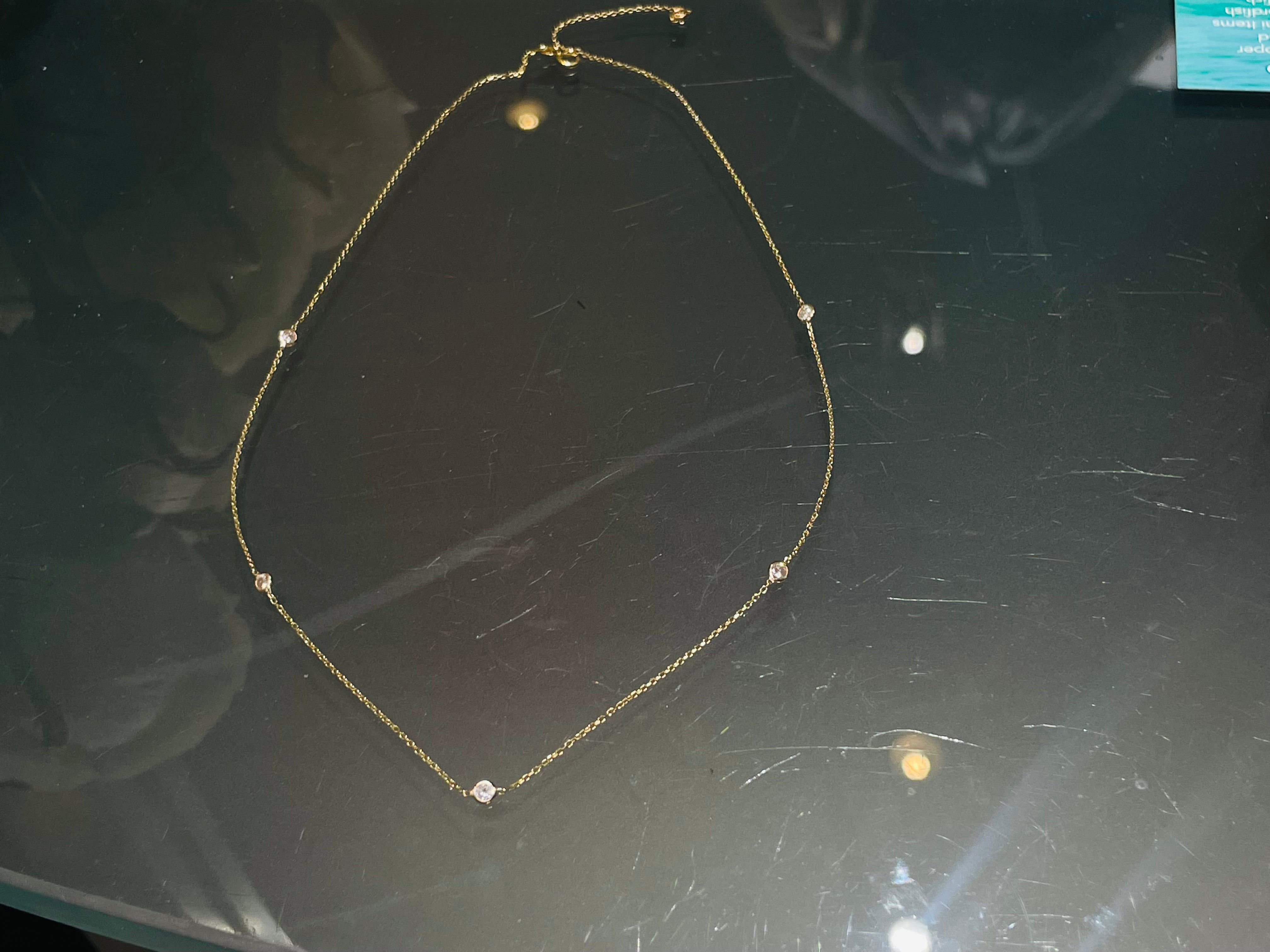 .45CT Diamonds by the Yard 5 Stone 16-18” 14K Yellow Gold Necklace