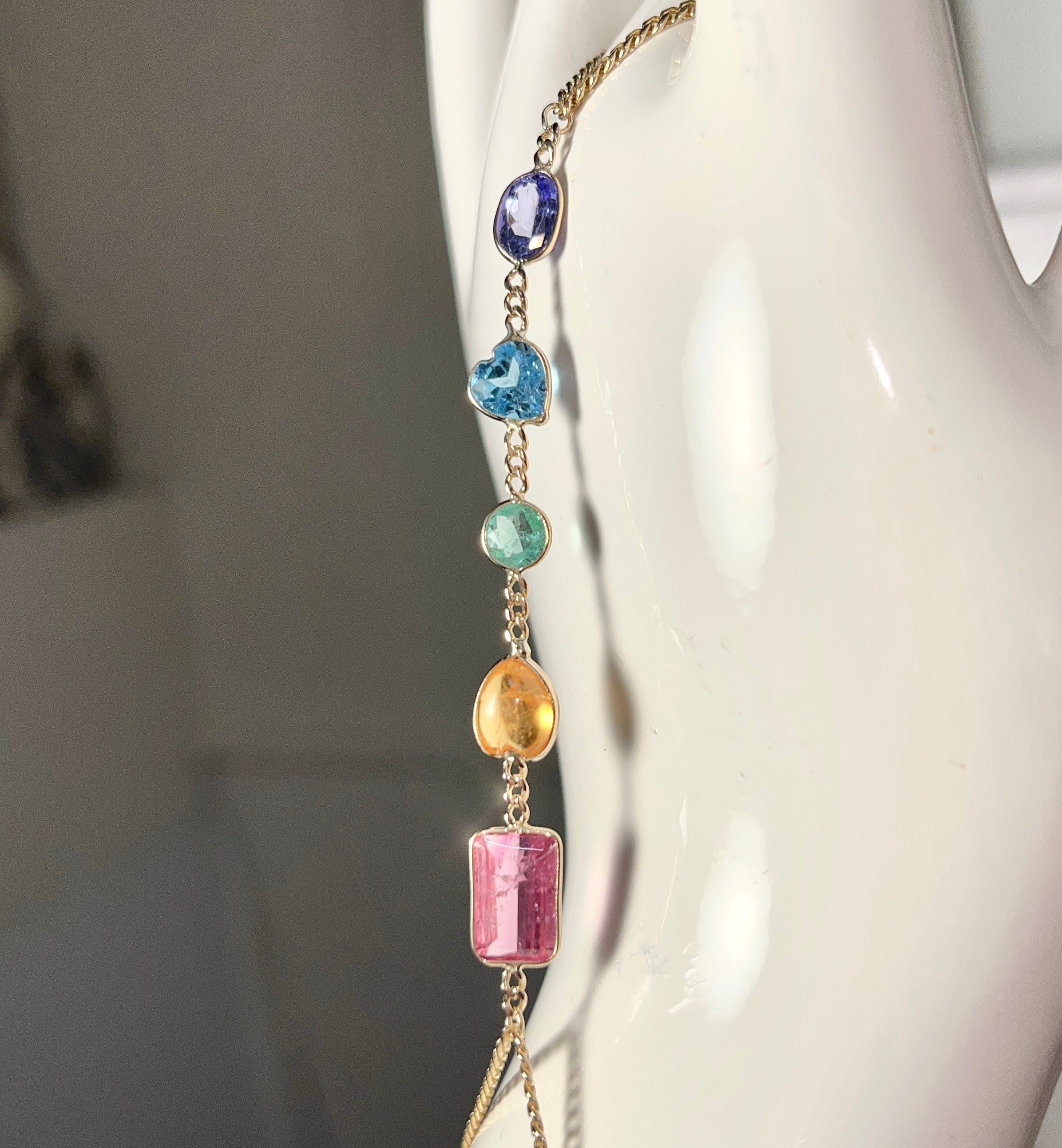 Rainbow HandChain in solid 14k Yellow Gold