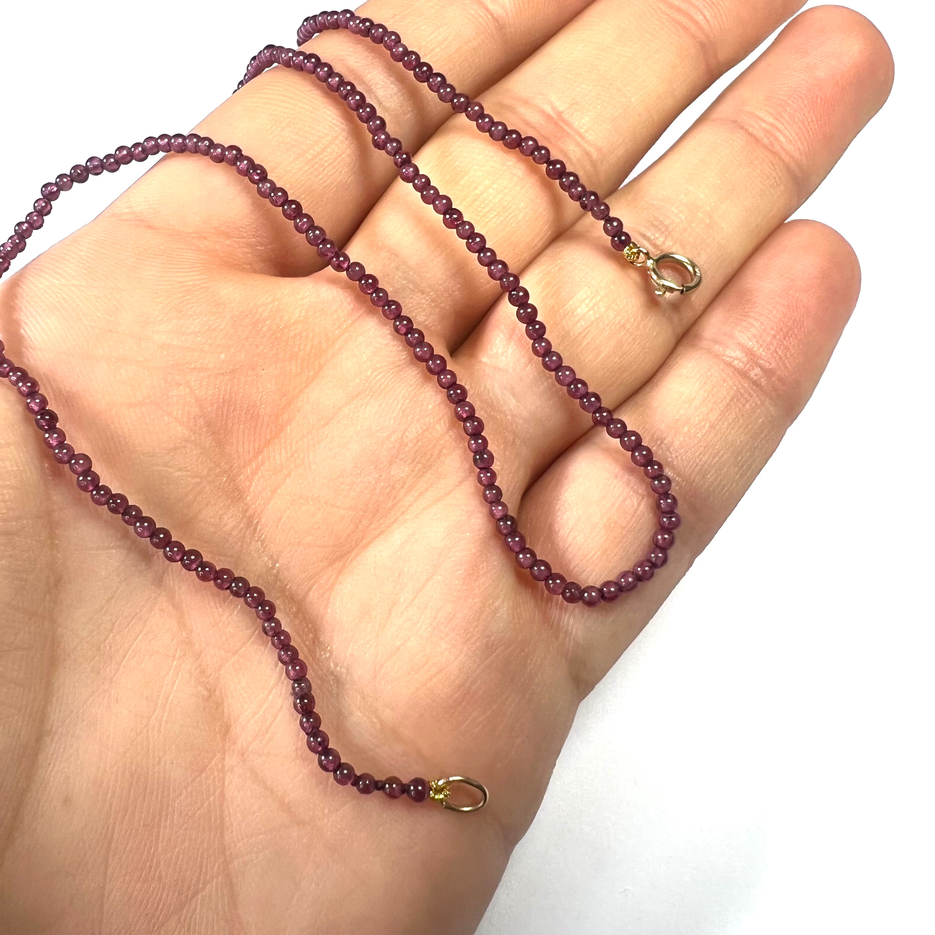 Cute! Red Garnet Necklace in 14K Clasp 16"