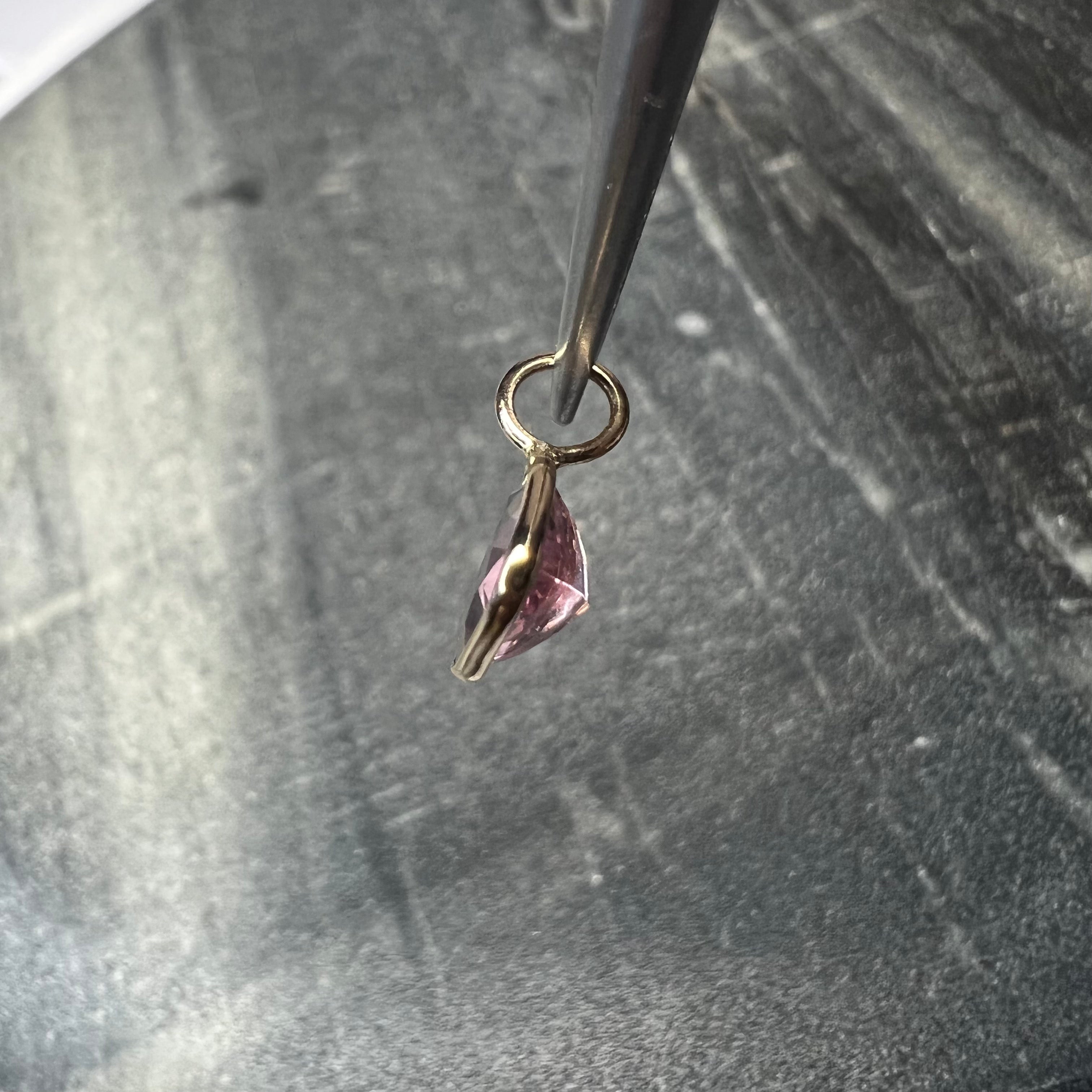 .80Ct Natural Trillion Cut Pink Sapphire 14K Yellow Gold Pendant Charm 11.5x6mm