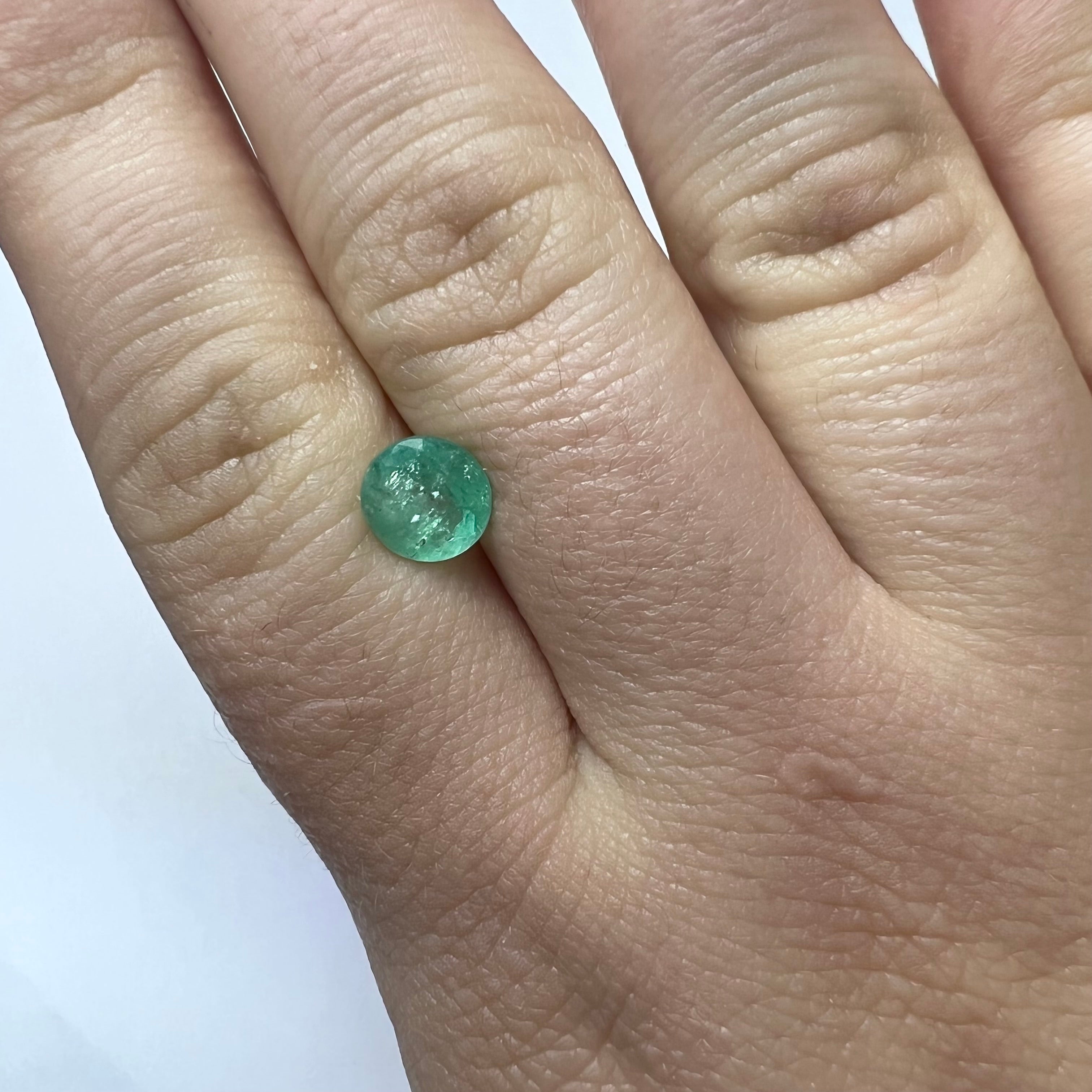 1.43CT Loose Natural Colombian Emerald Brilliant Cut Round Shape 7.48x4.61mm