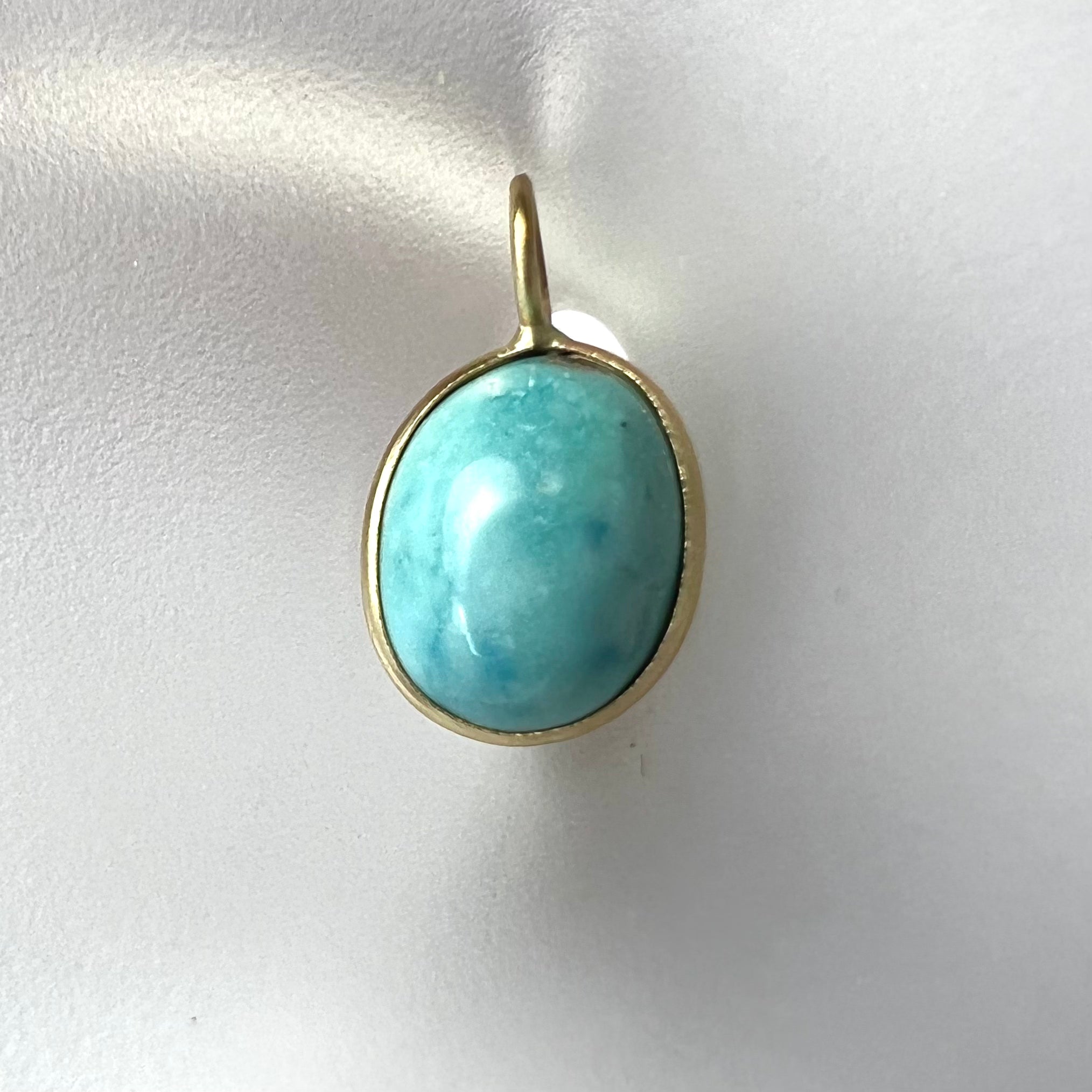 14k Turquoise Yellow Gold Pendant Charm 15x9mm