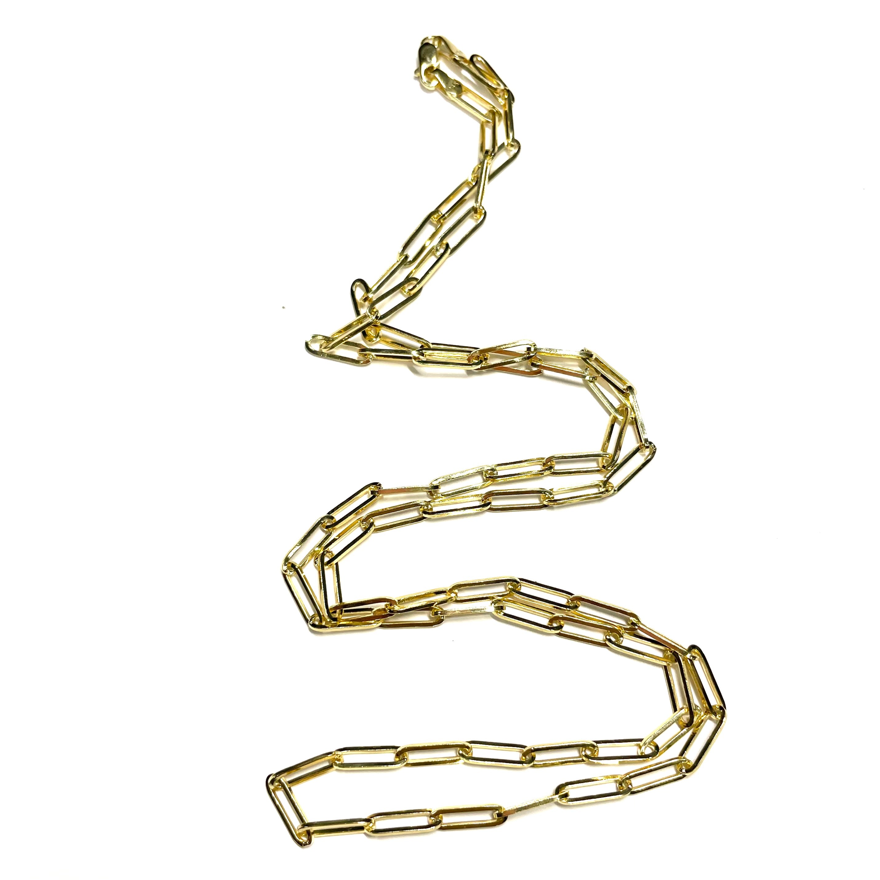 24" 14k Yellow Gold Paper Clip Chain Necklace