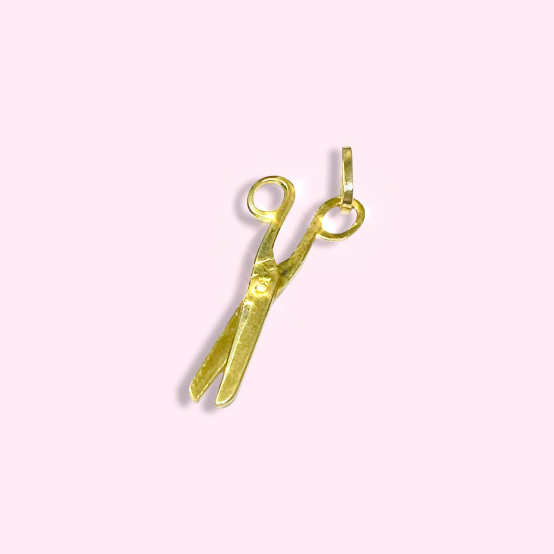 14K Yellow Gold Scissor Charm Pendant