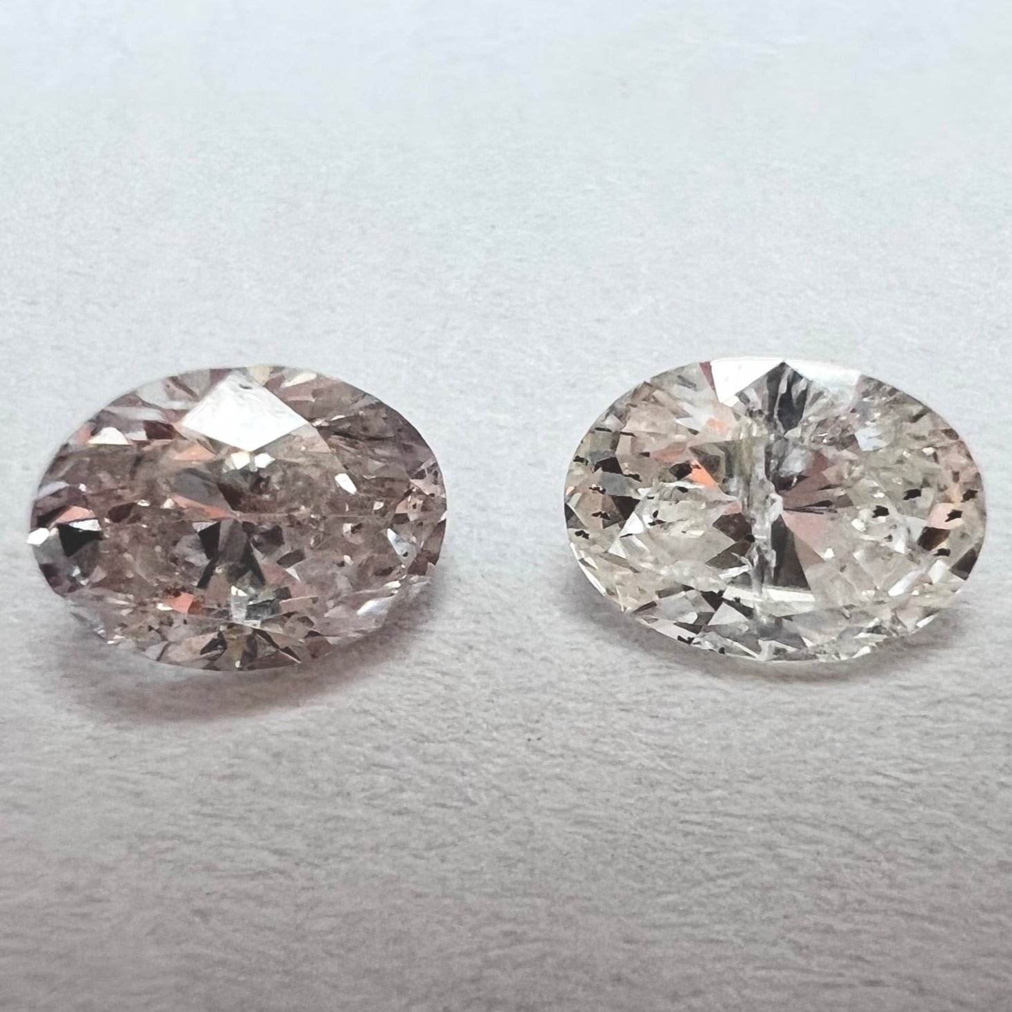.90CT Pair of Natural Oval Cut Diamonds I1 Brown Pink/L Natural and Earth mined