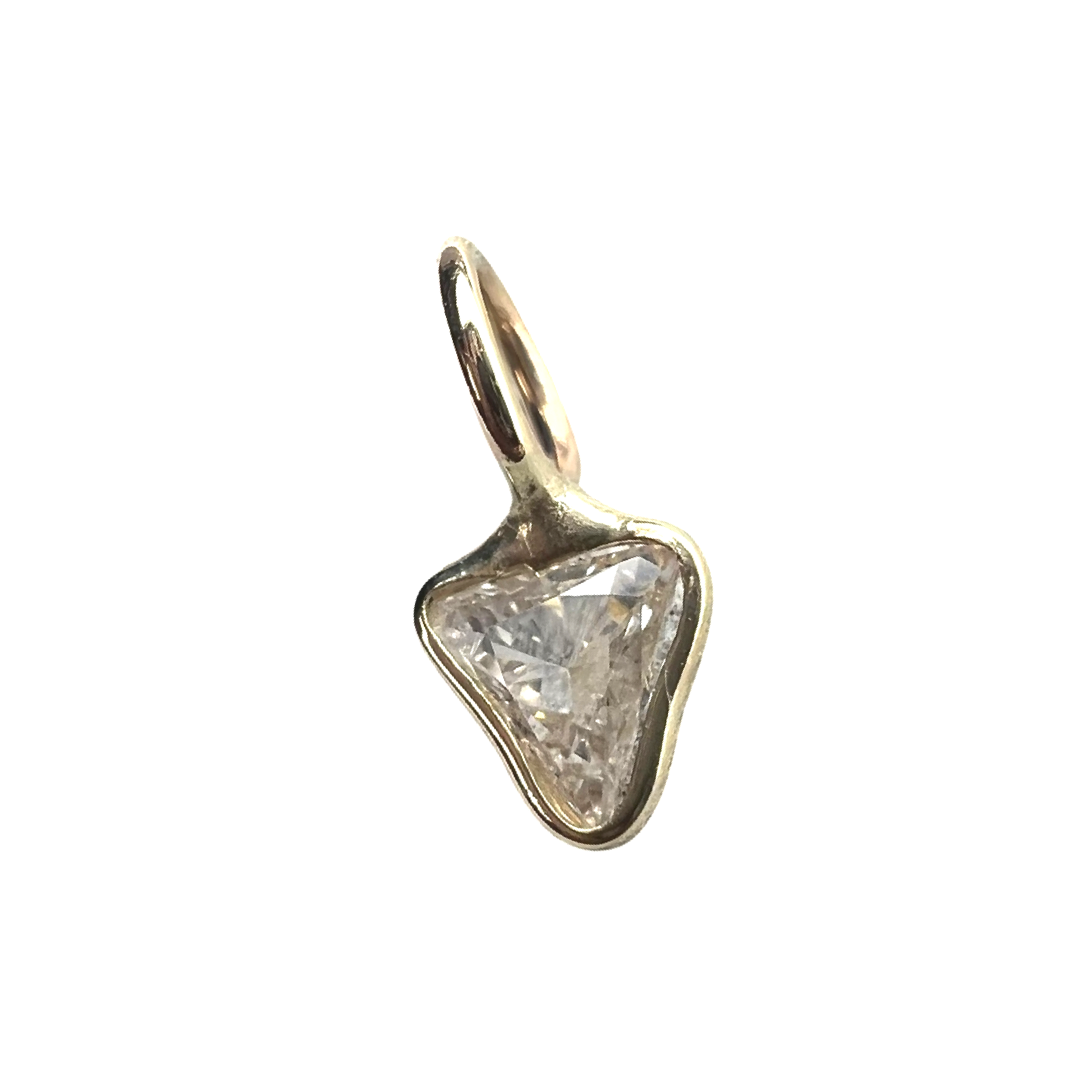 .15ct Trillion Cut Dimond Charm 14K Yellow Gold