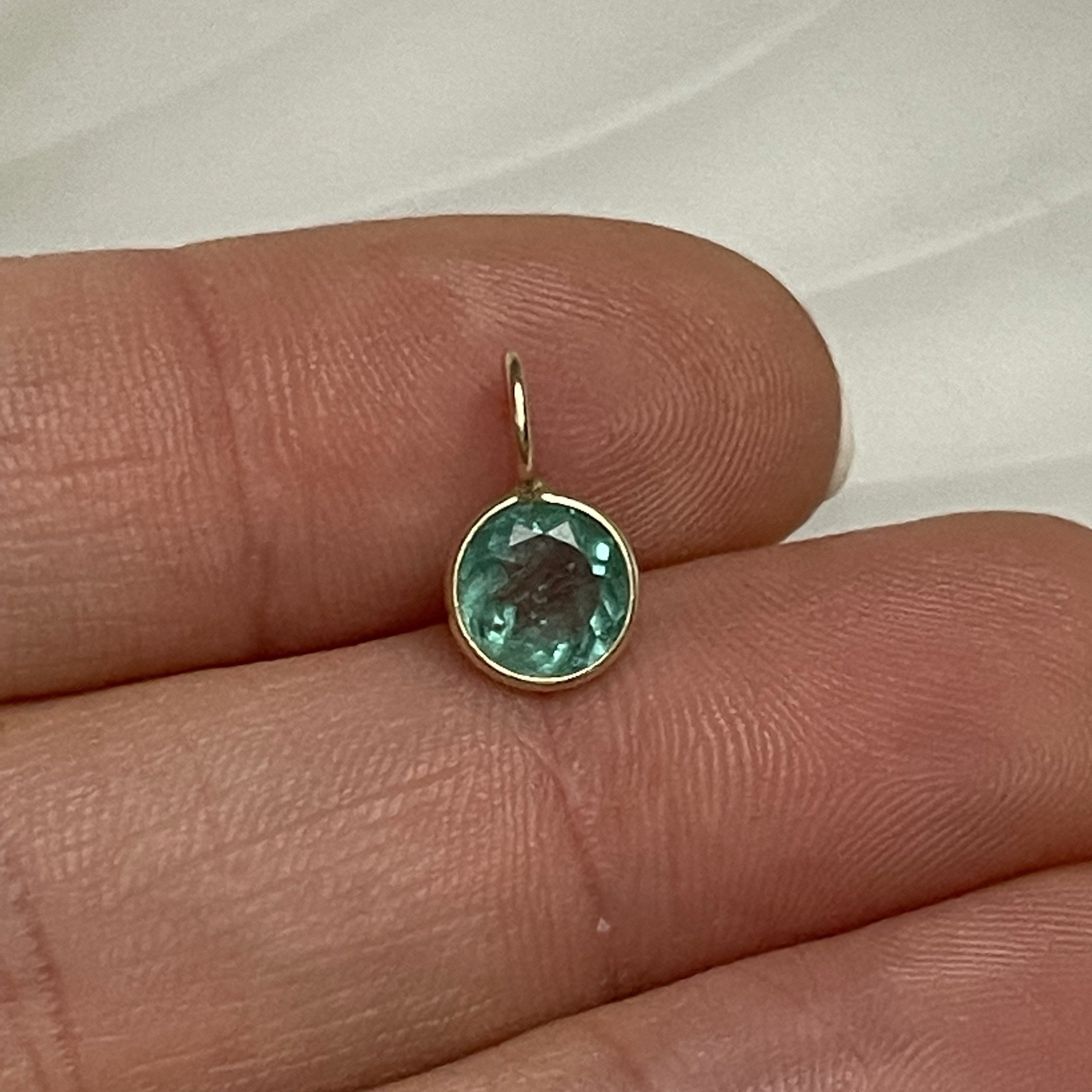 .97ct Natural Colombian Emerald 14K Yellow Gold Pendant Charm