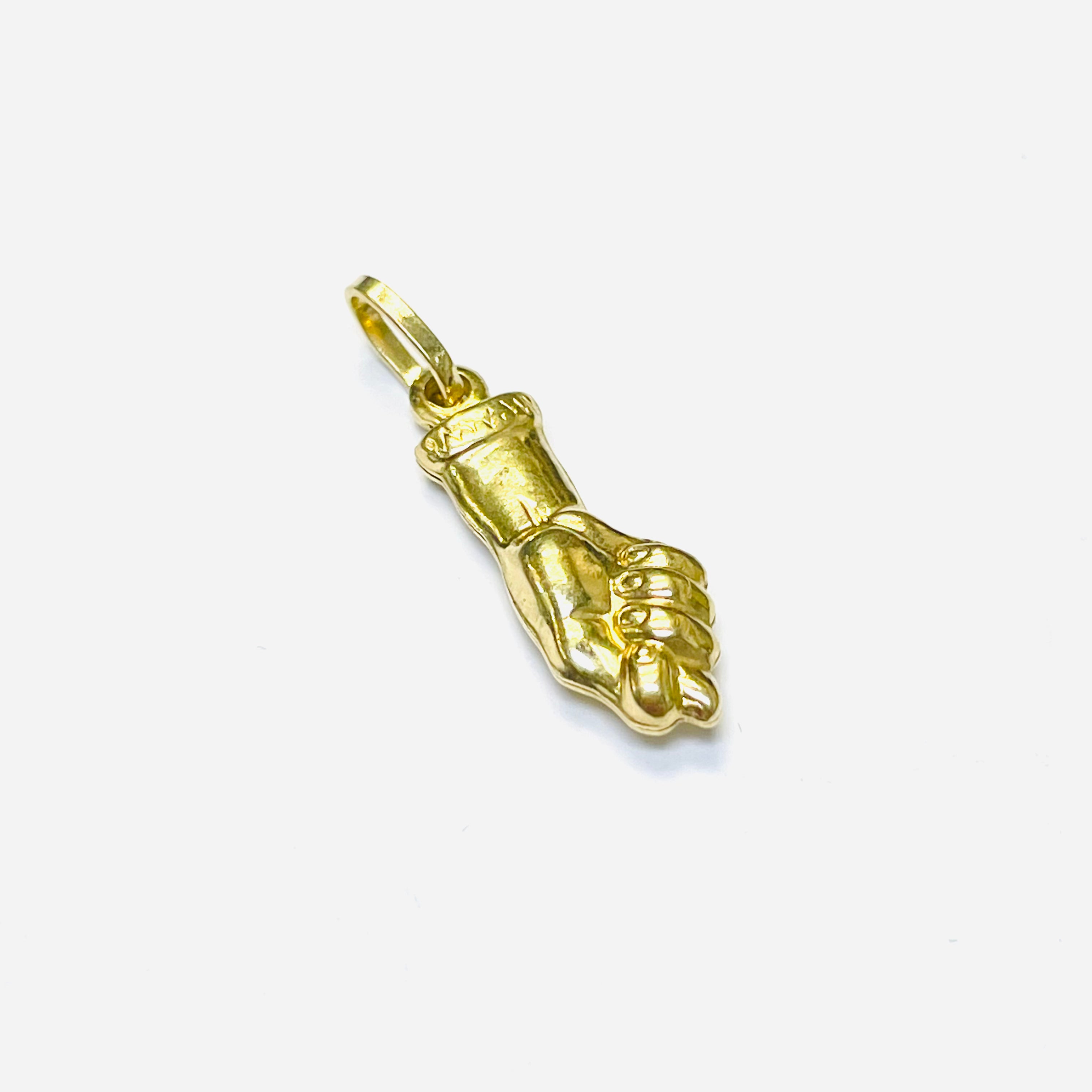 14K Yellow Gold Figa Fist Charm Pendant