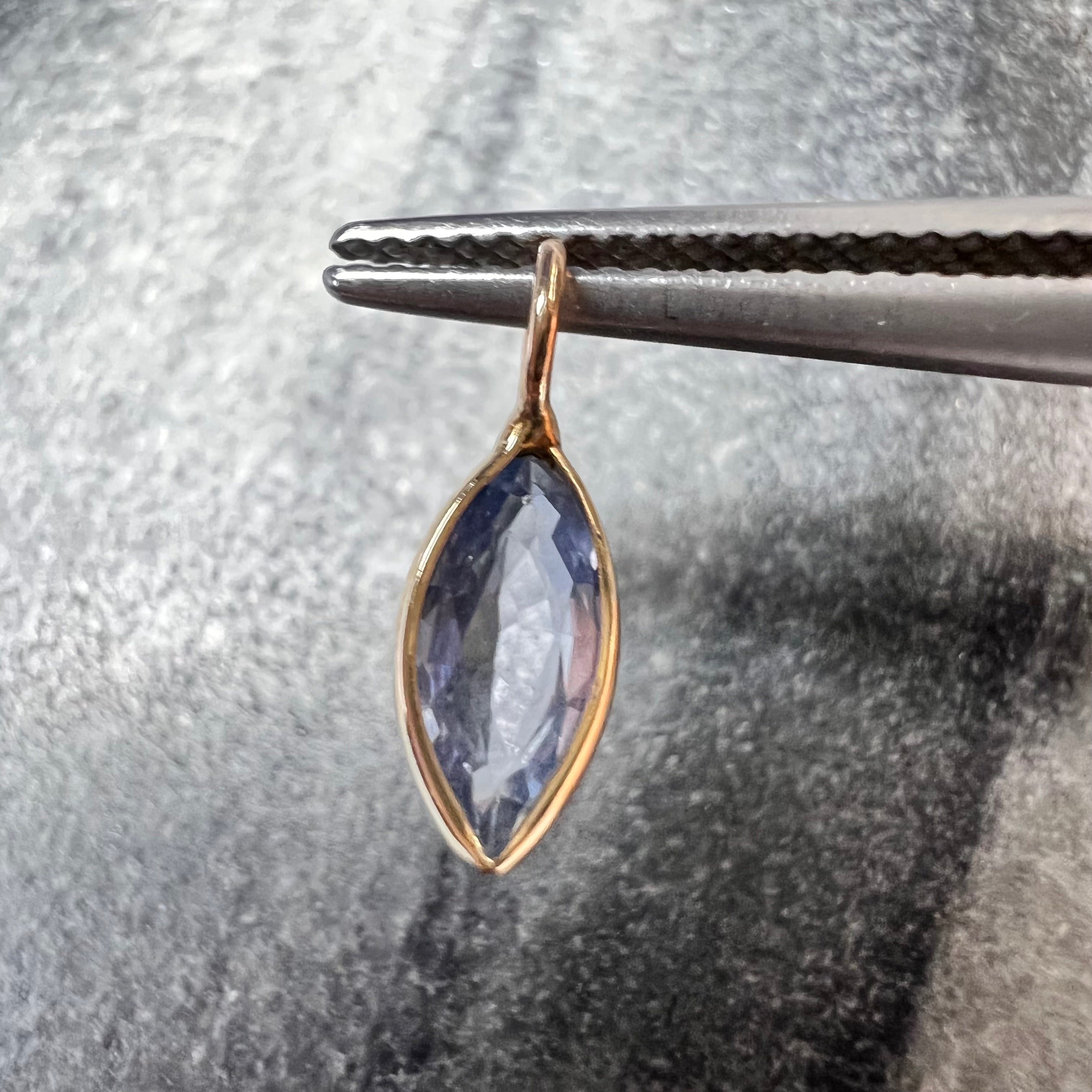 Natural Marquise Sapphire 14K Yellow Gold Pendant Charm 13x4.5mm