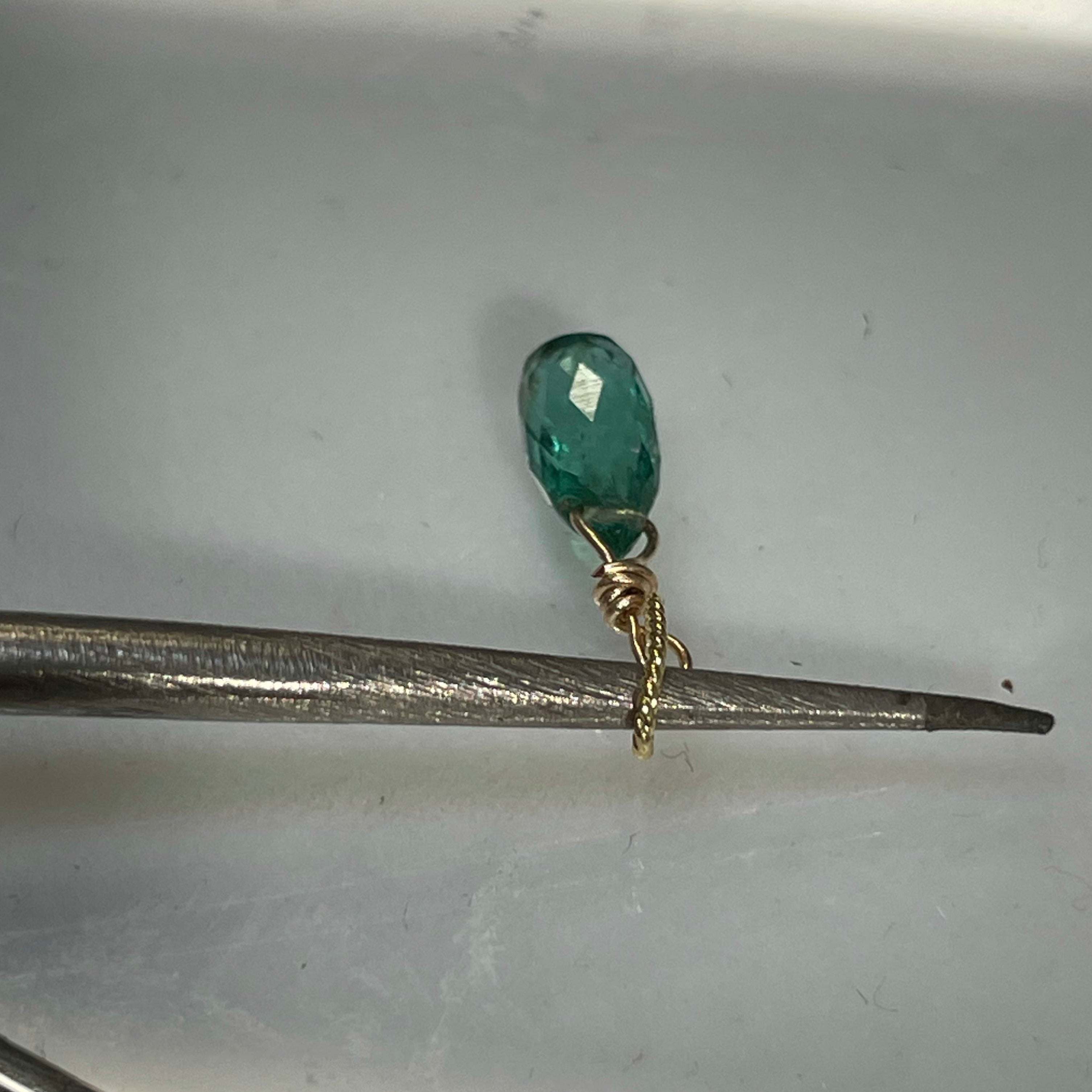 .80CT Colombian Emerald Briolette 14K Pendant Charm