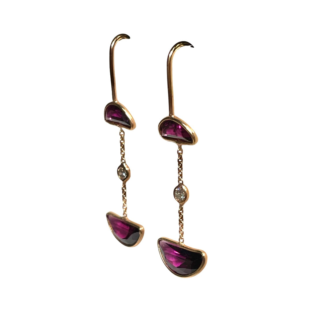 Garnet Diamond Earrings