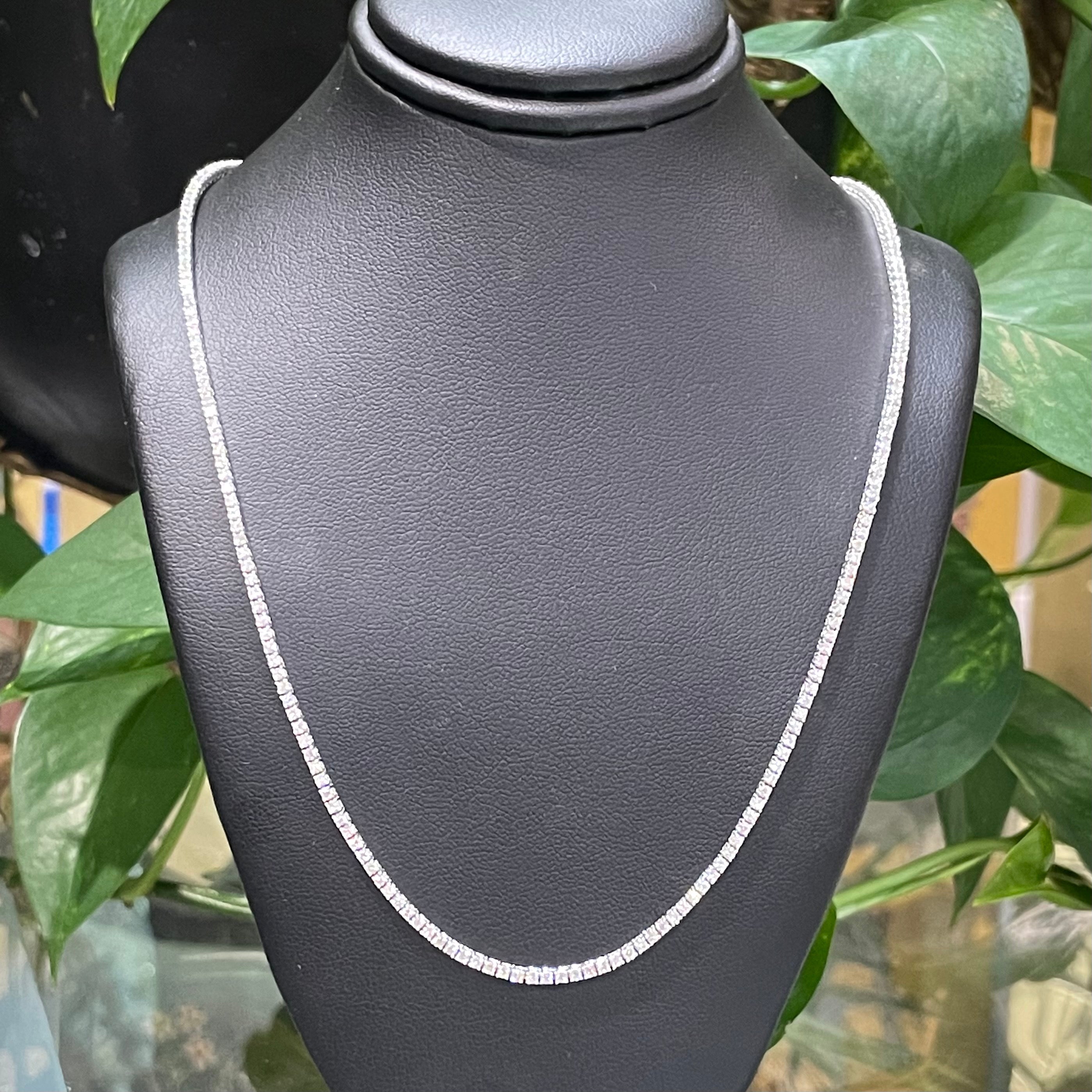 4.51CT Diamond Tennis Necklace 14K White Gold 16.5"
