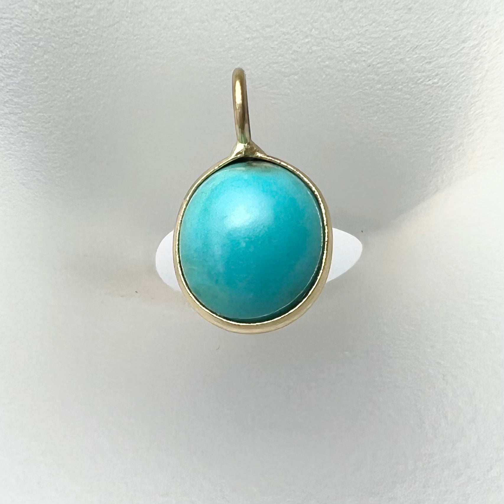 14k Turquoise Yellow Gold Pendant Charm 13x8mm