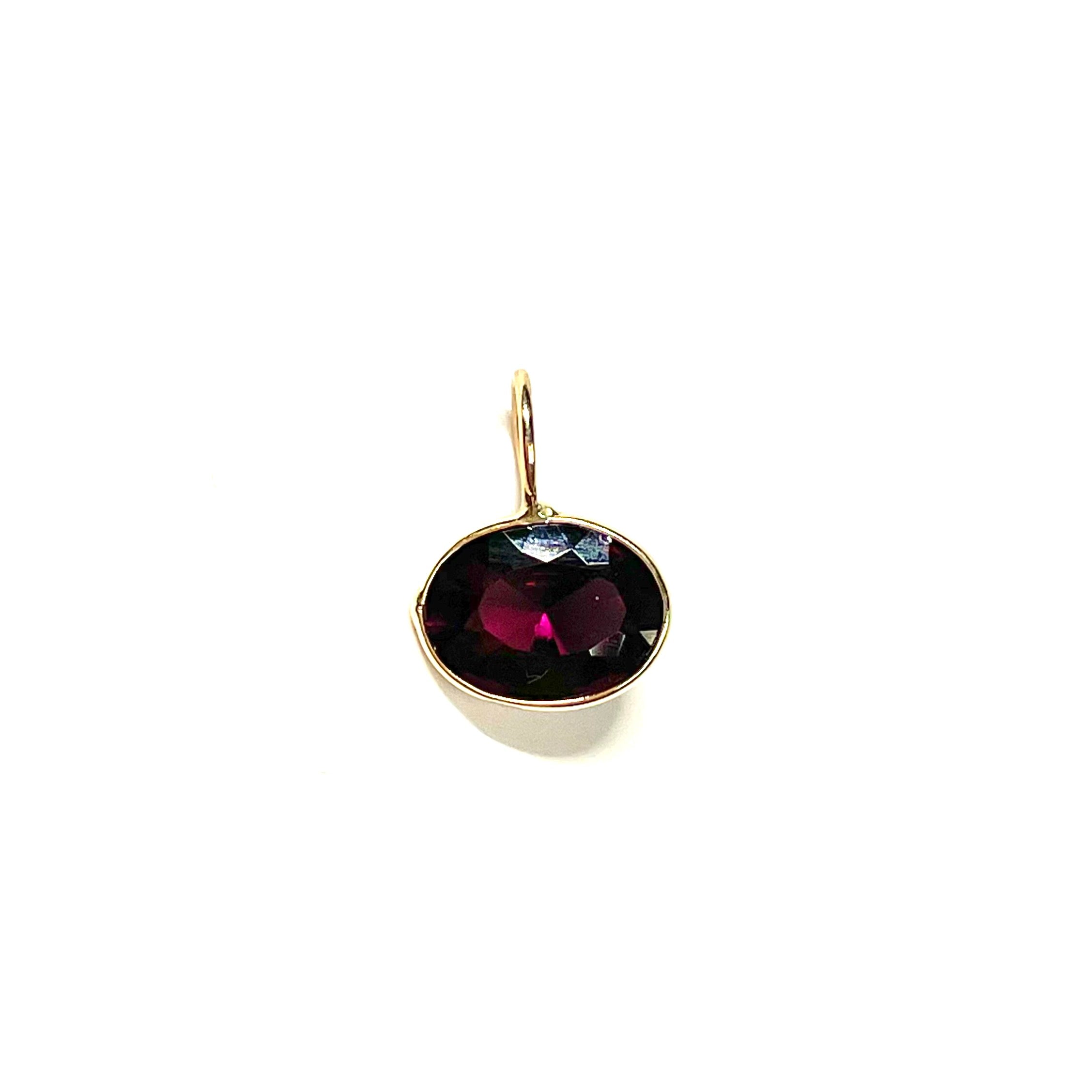 Natural Garnet 14K Yellow Gold Pendant Charm