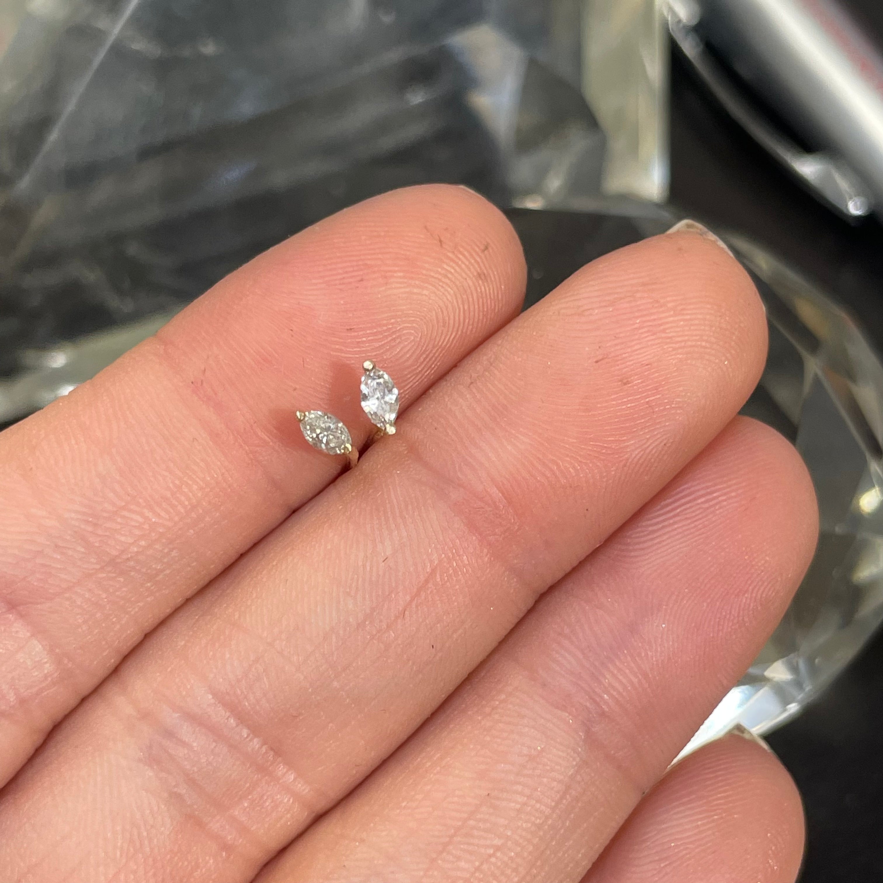 .16CT Marquis Cut Diamond 14K Yellow Gold Earring Studs