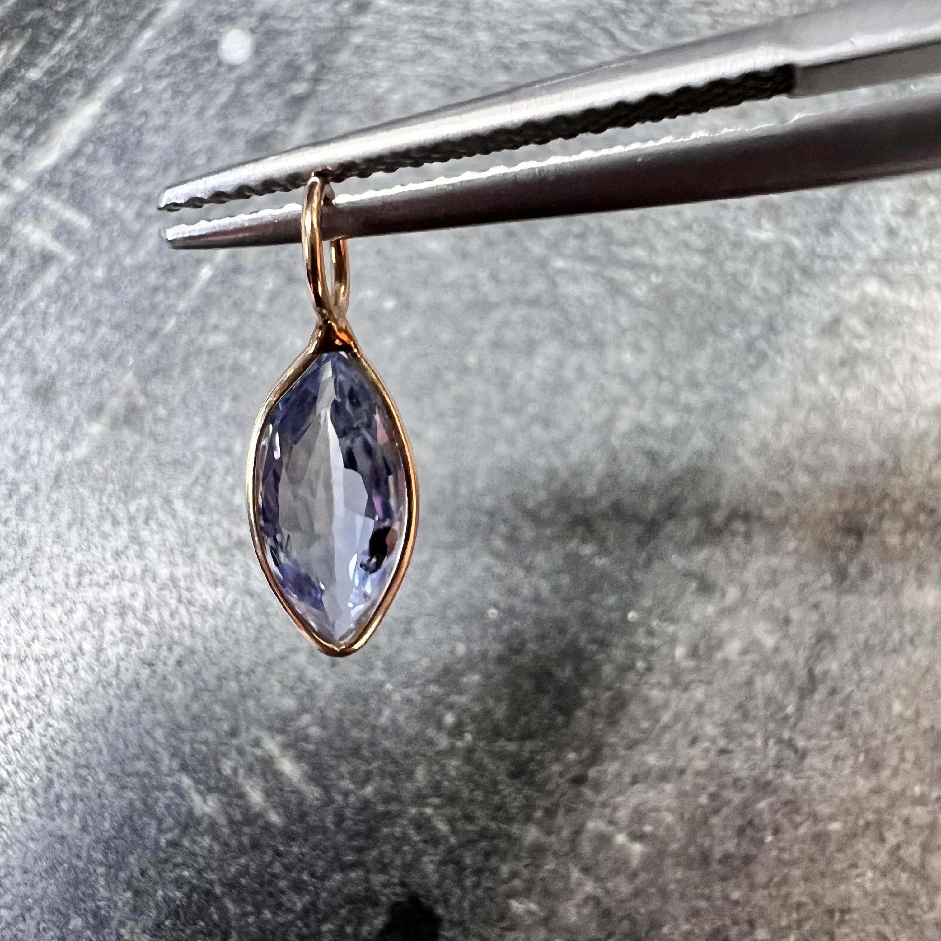 Natural Marquise Sapphire 14K Yellow Gold Pendant Charm 15x5mm