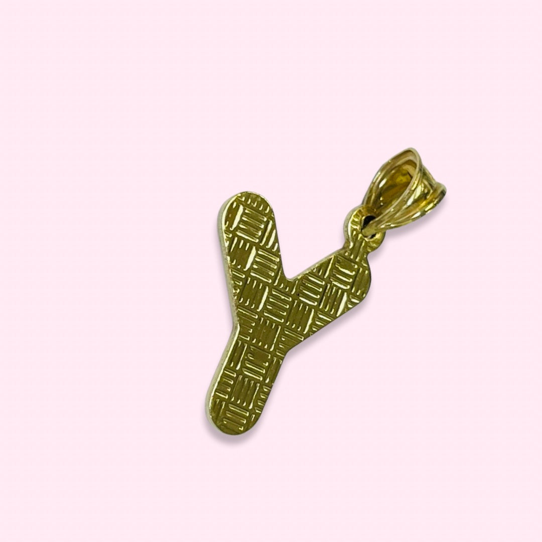 Initial Y Puffy Balloon Letter 10K Yellow Gold Pendant