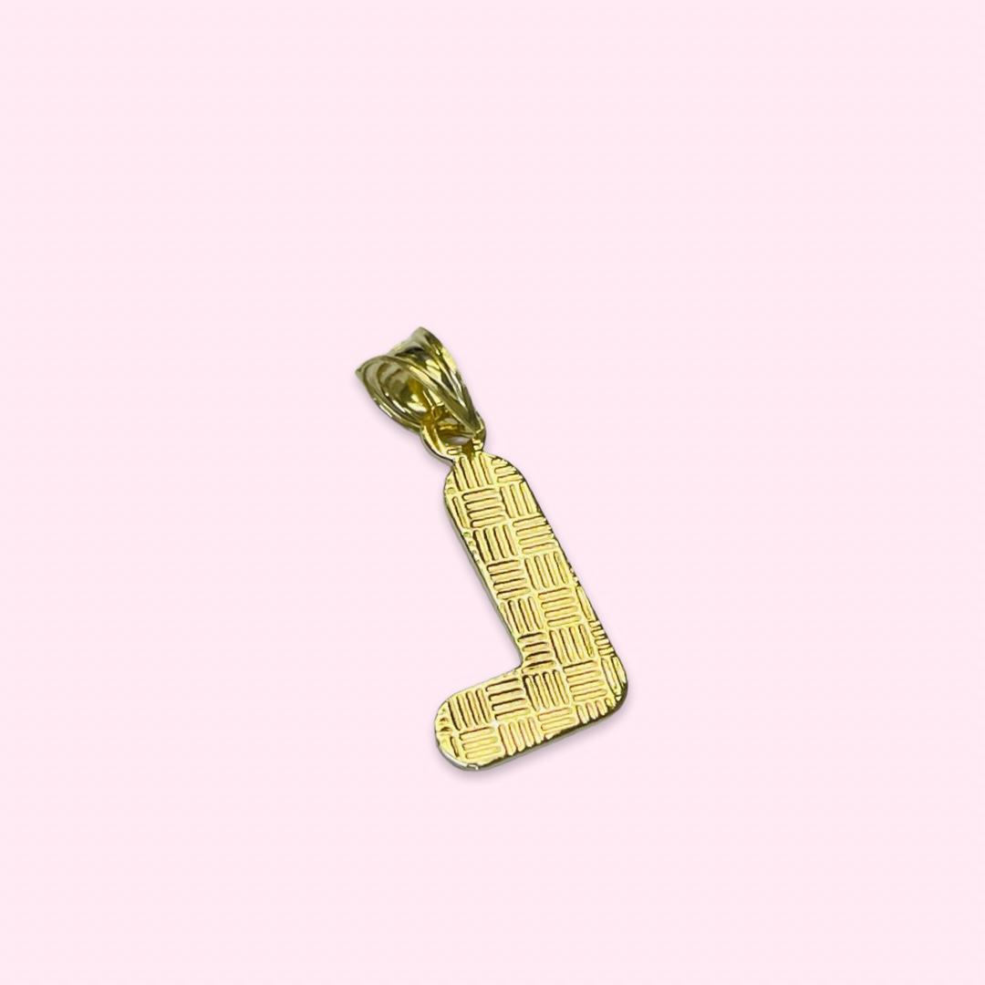Initial L Puffy Balloon Letter 10K Yellow Gold Pendant