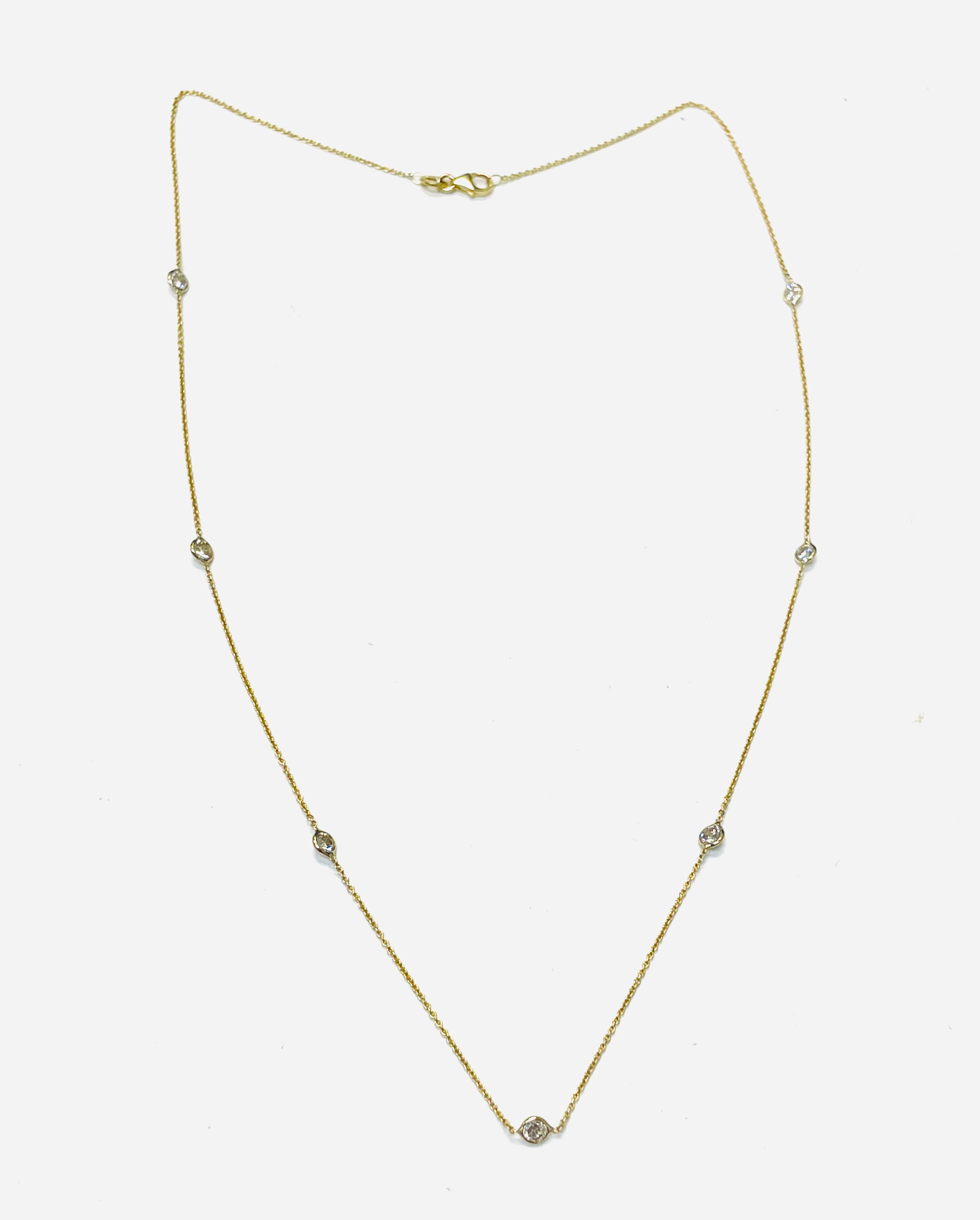 1.12CT  Diamonds by the Yard Necklace 14K Yellow Gold 19”