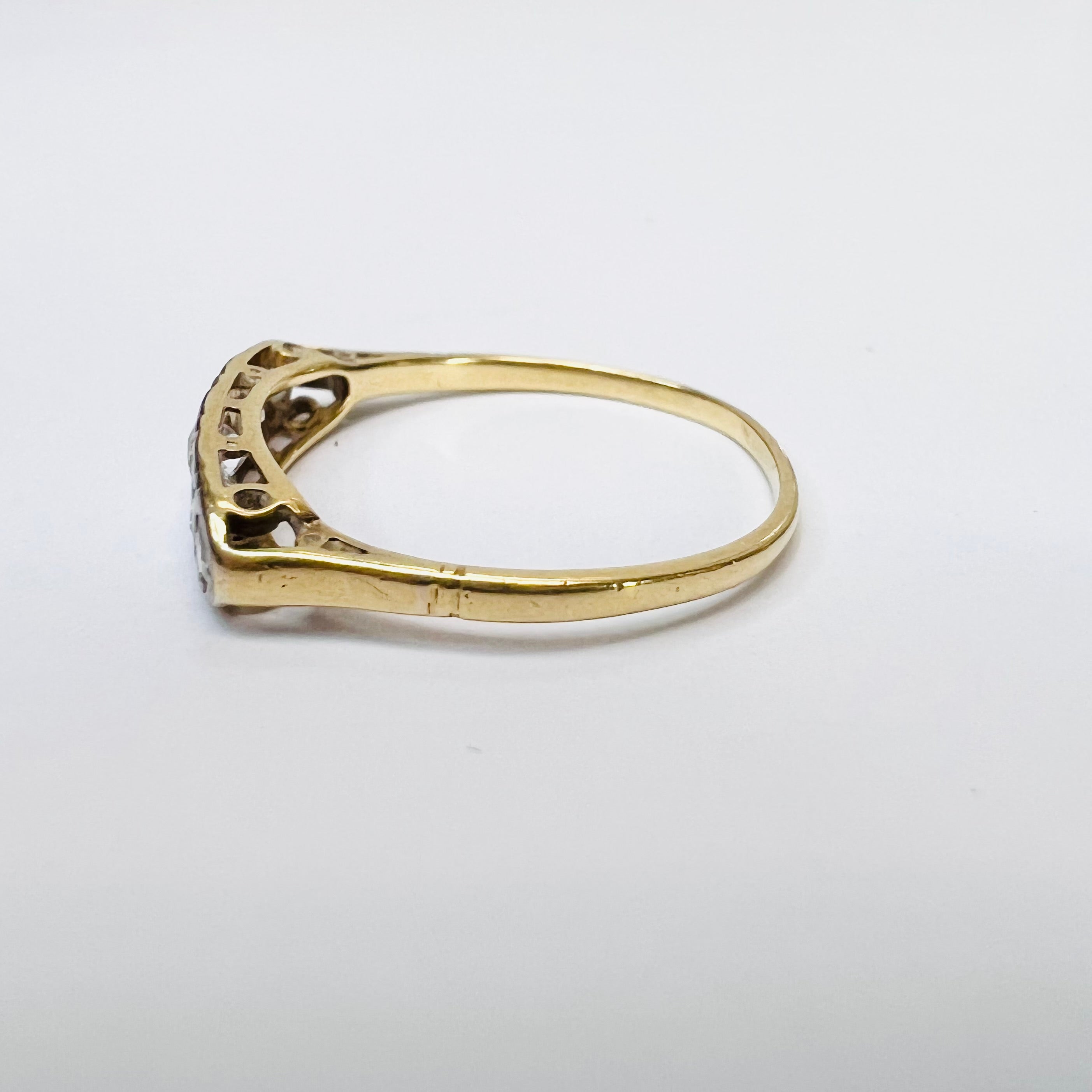 Antique 18K Yellow Gold and Platinum 0.45CTW Diamond Ring Band Size 8