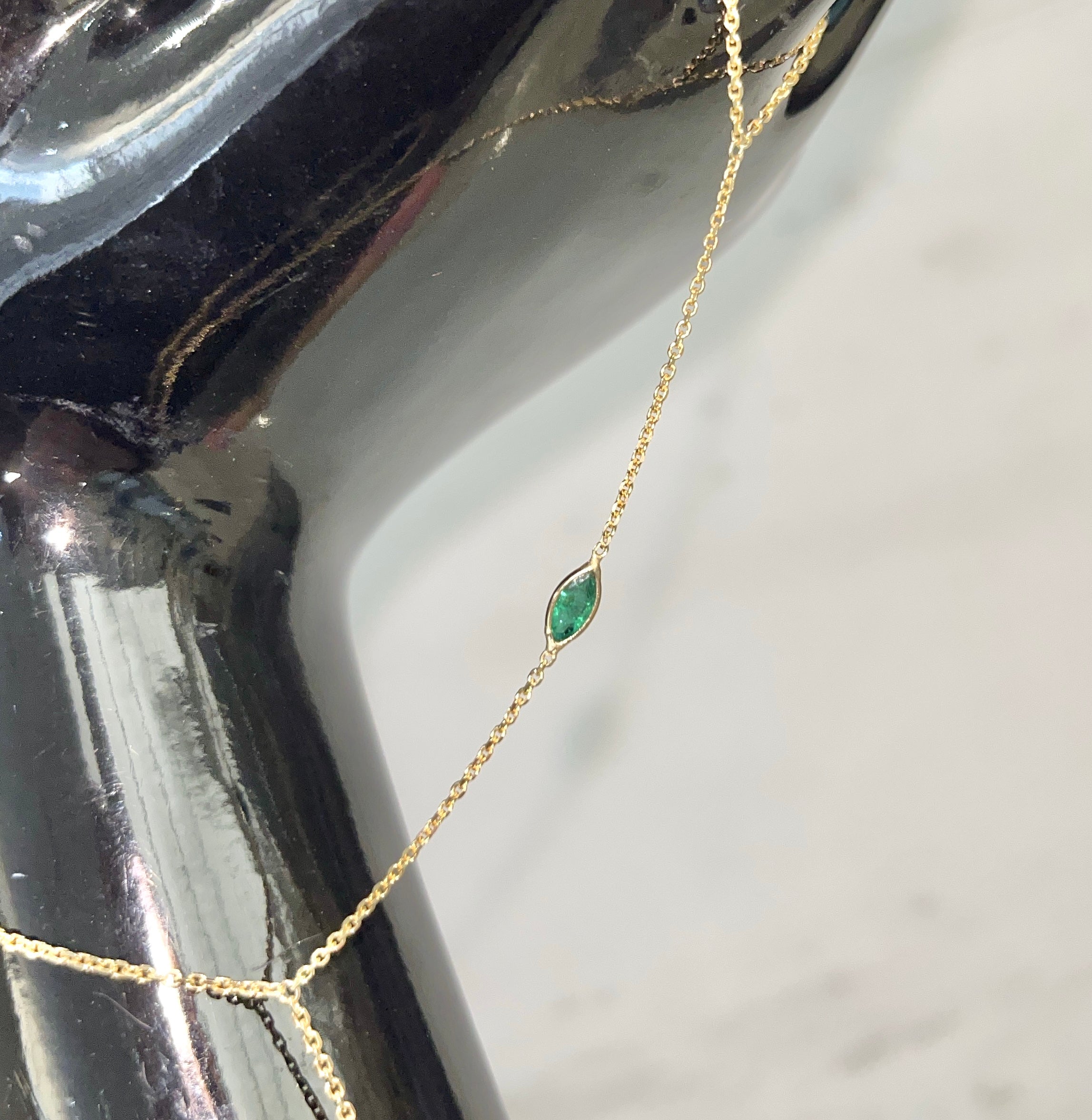 Emerald Marquis Handchain 14k Yellow Gold