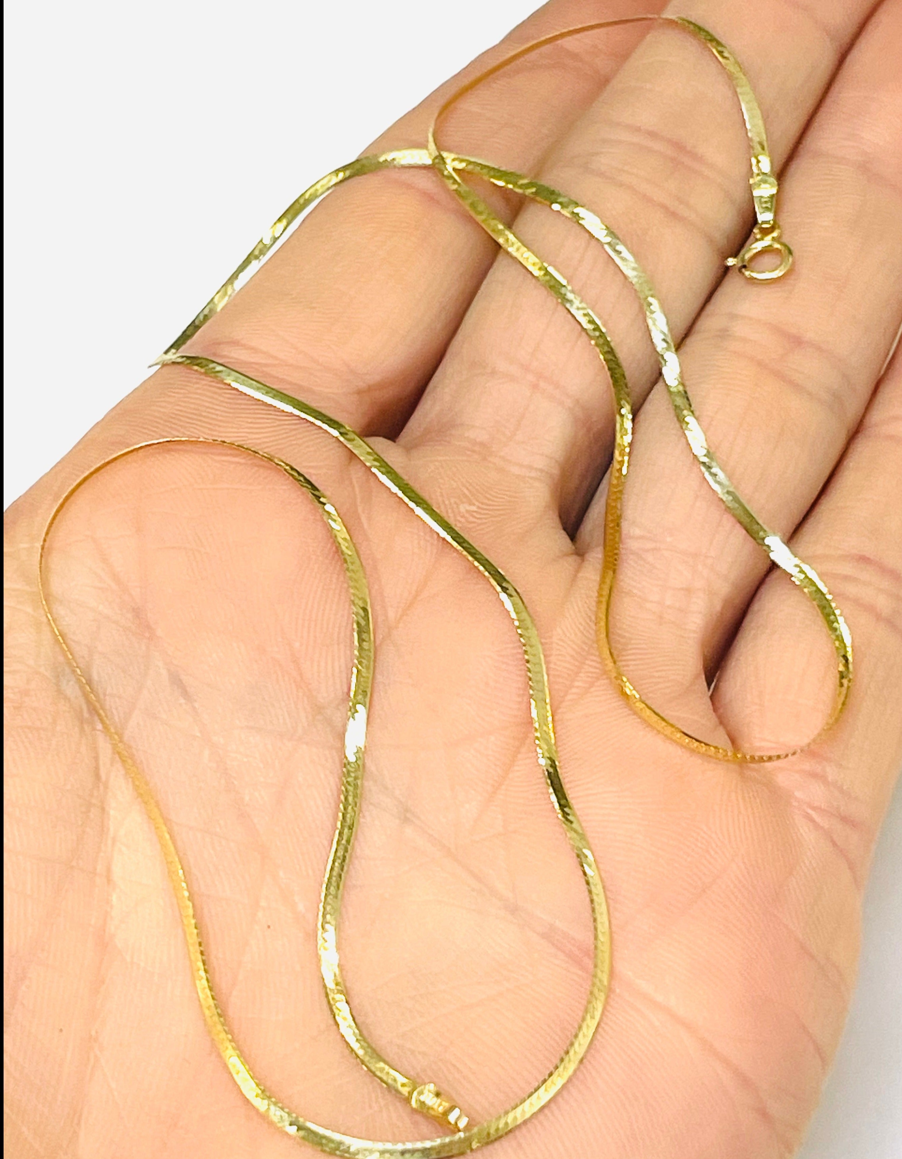 20" 1.3mm 14K Yellow Gold Herringbone Chain Necklace