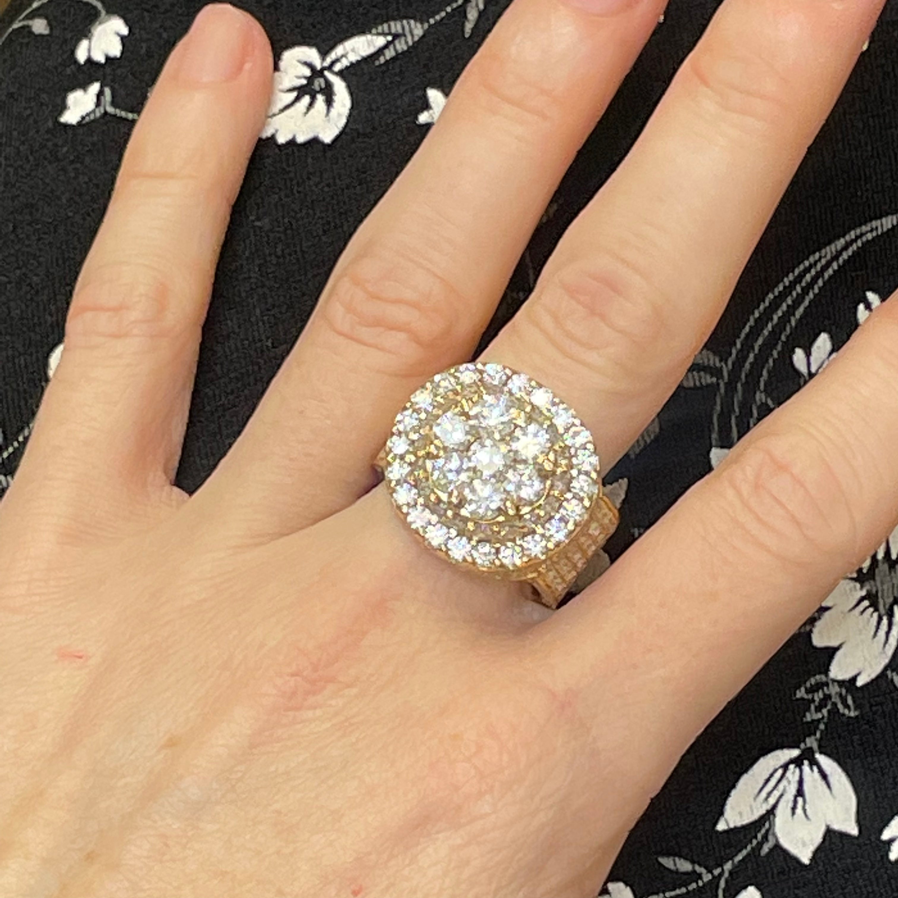 7CTW Natural 10K Yellow Gold Diamond Mens Ring
