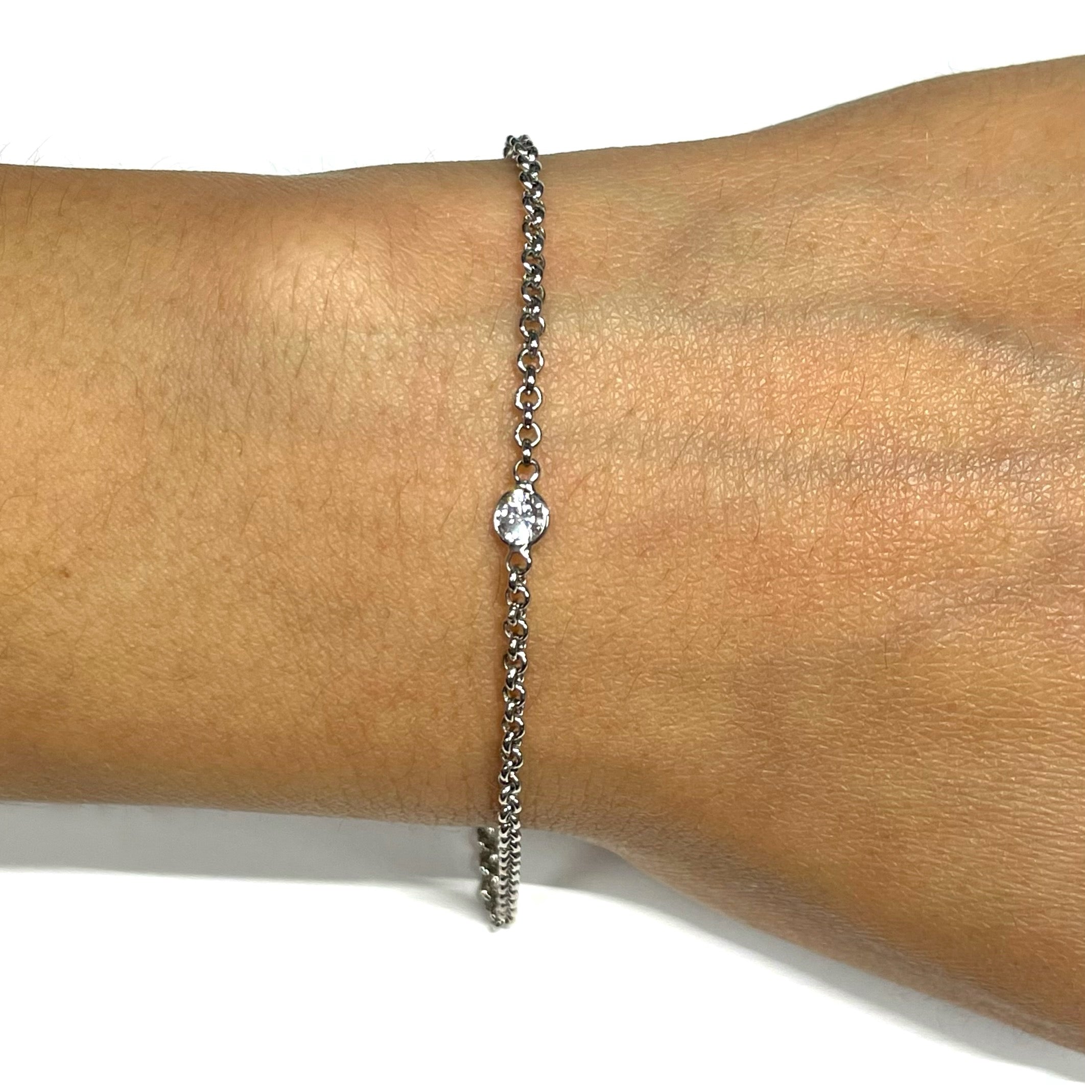 .25CT Diamond Bracelet in Solid 14k White Gold 6.5"