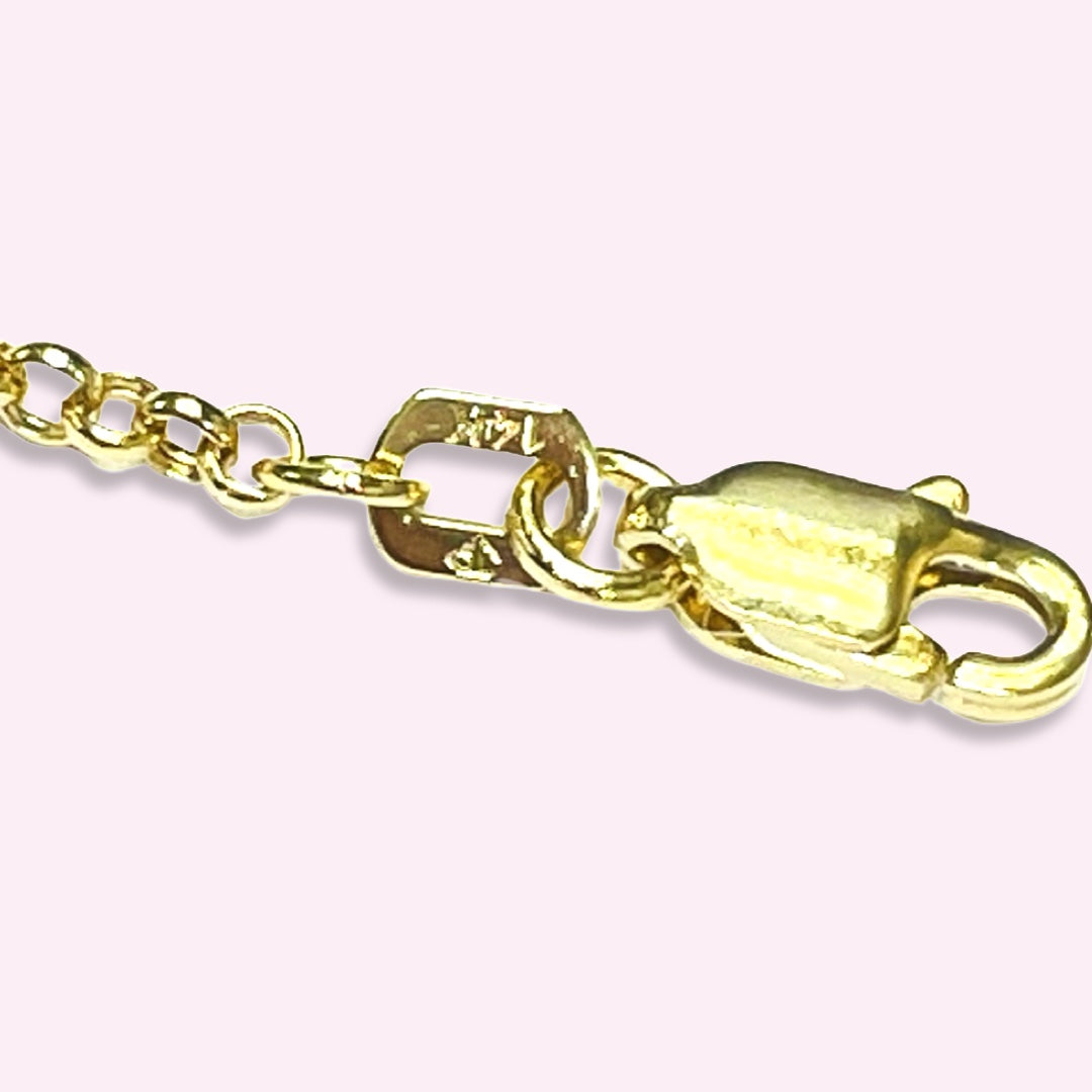 10” 2mm 14K Yellow Gold Rolo Chain Anklet