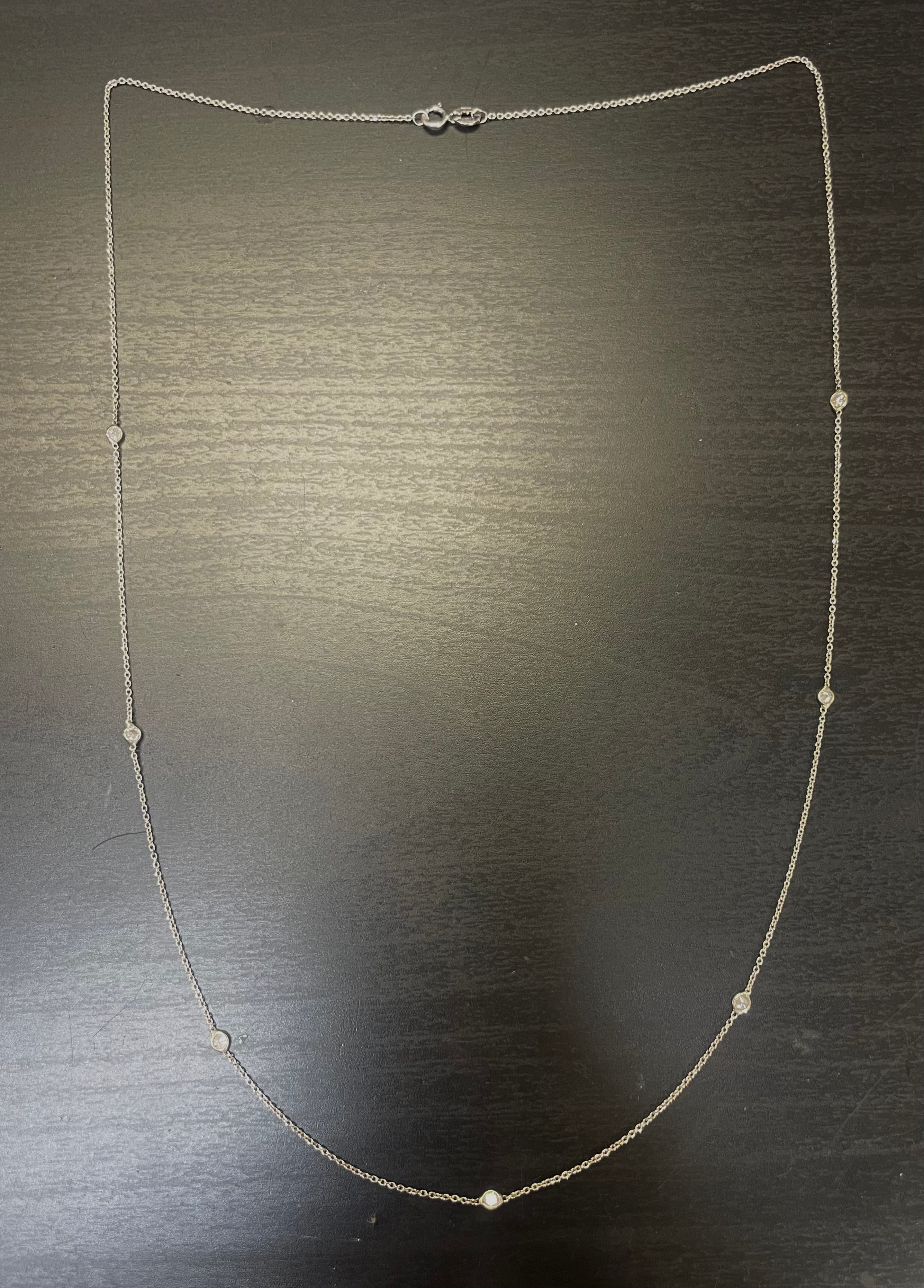 .55CT Diamonds by the Yard 7 Stone 14K White Gold Necklace 20”