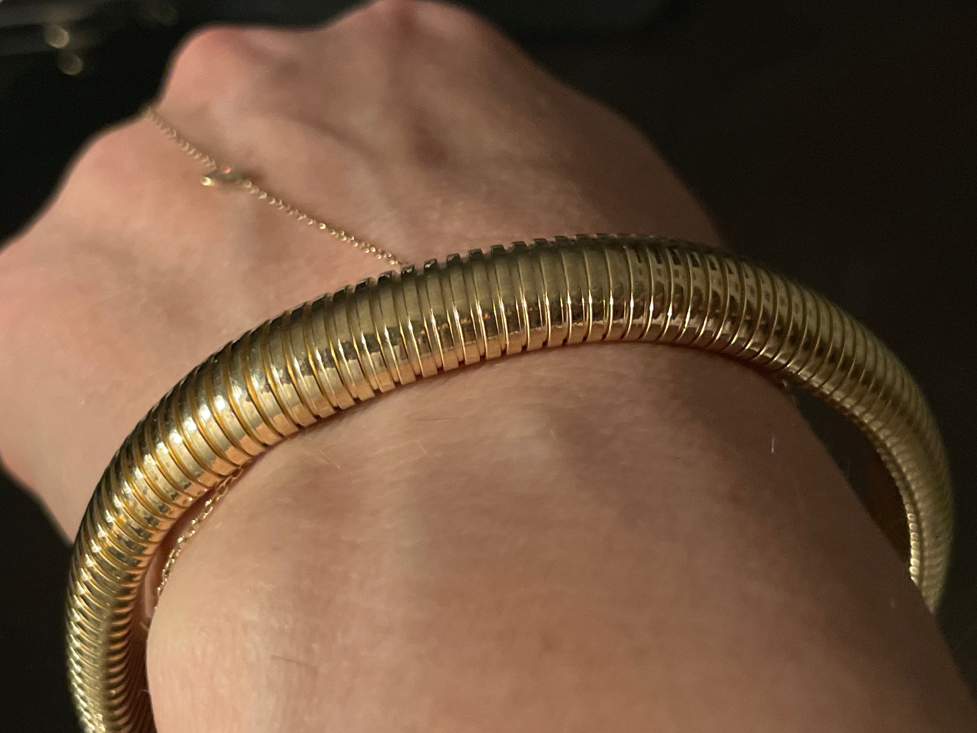 14K Yellow Gold 11mm  7” Tubogas Bracelet