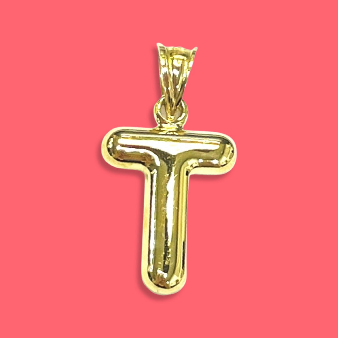Puffy Balloon Letter 10K Yellow Gold Pendants