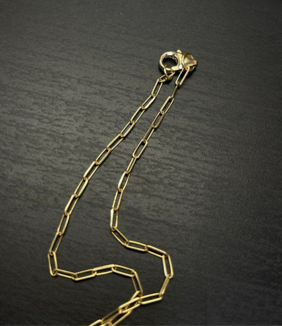 20” 18K Yellow Gold Paperclip Link Chain 1.3x4mm