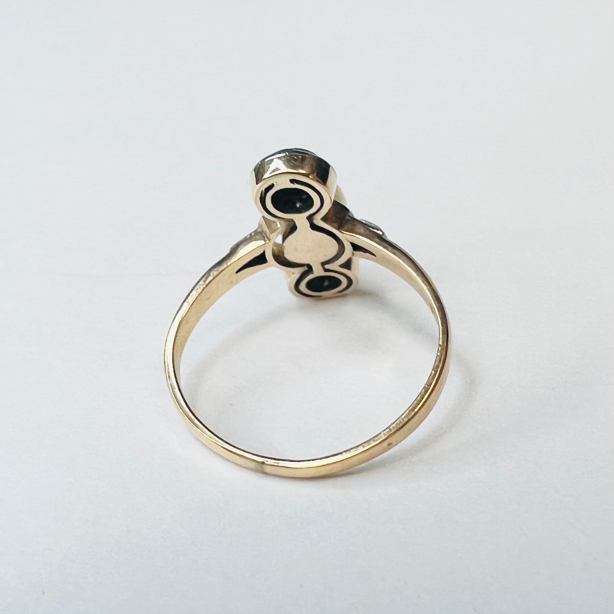 Antique 14K Yellow Gold .40ctw Diamond & Pearl Ring Size 5