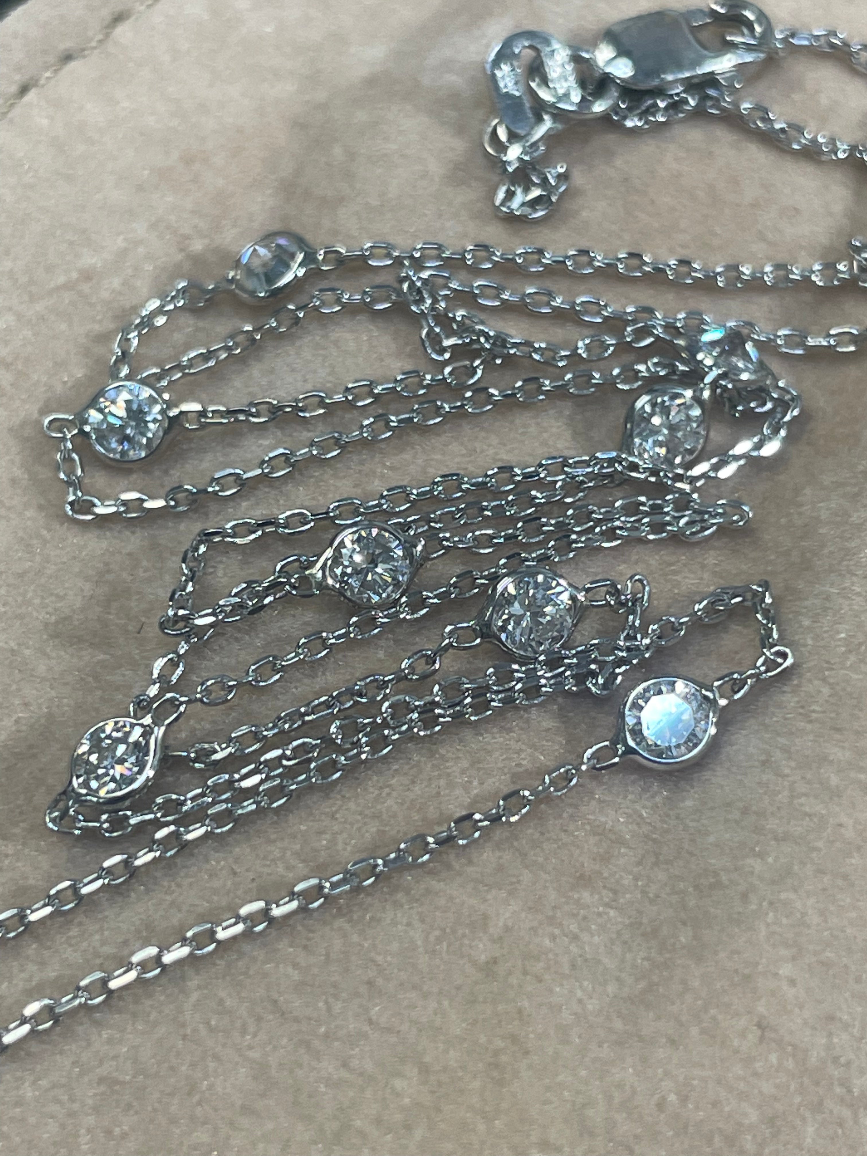 1.00CT Diamonds by the Yard 9 Stone 20” 14K White Gold Necklace