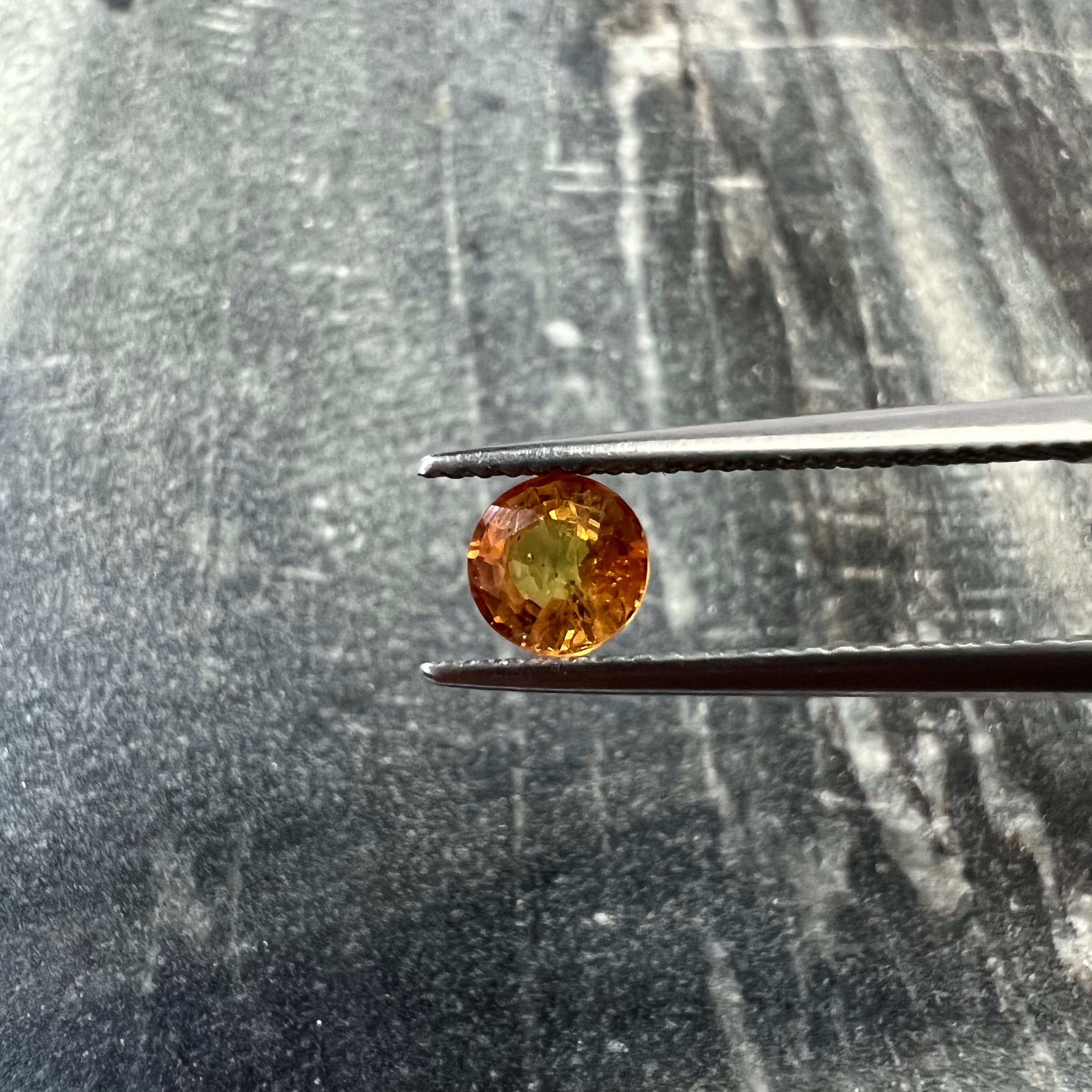 .90CTW Loose Round Orange Sapphire 5.31x3.52mm Earth mined Gemstone