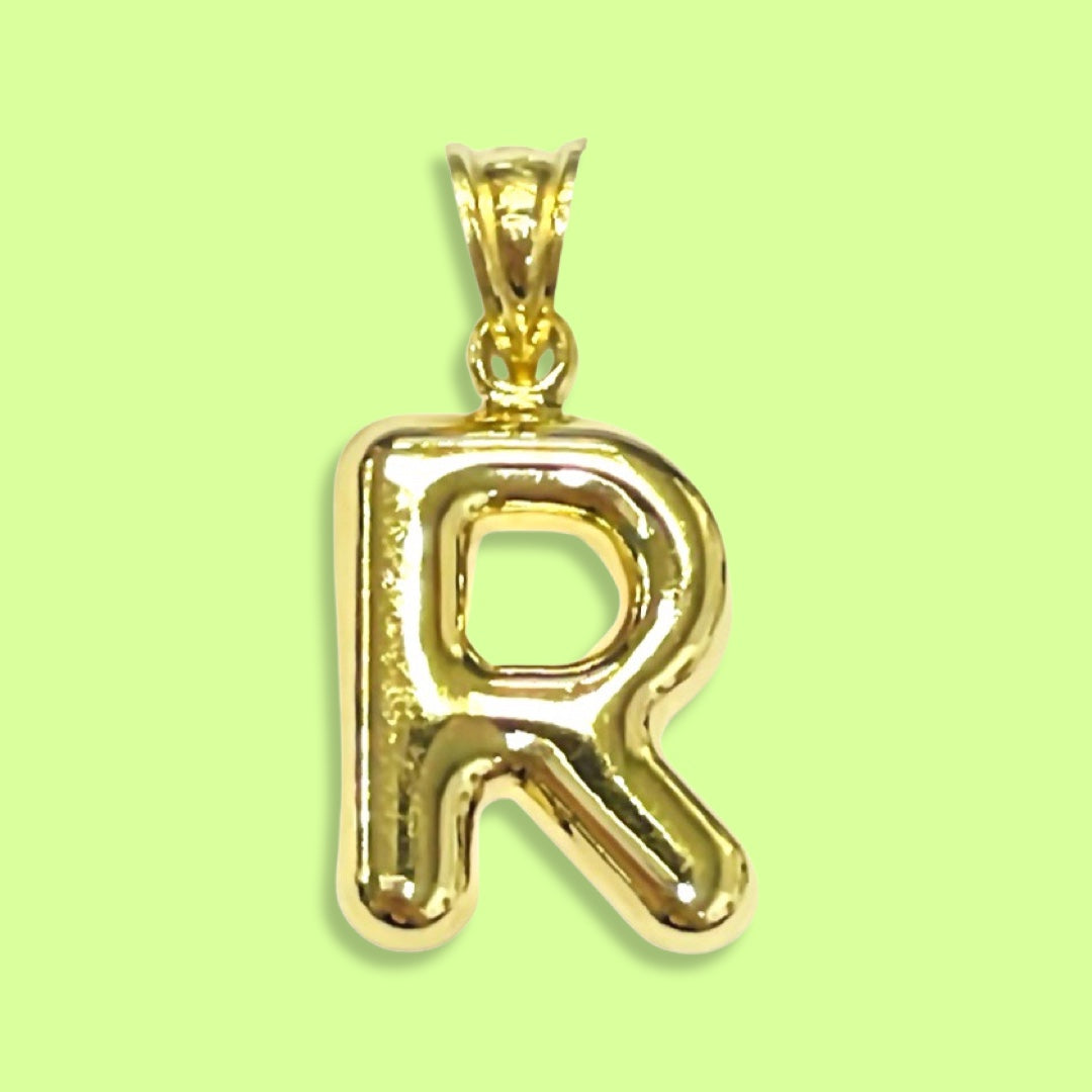 Puffy Balloon Letter 10K Yellow Gold Pendants