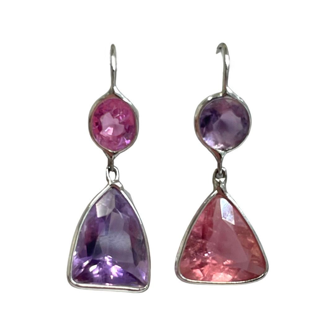 Sapphire Amethyst Tourmaline Earrings
