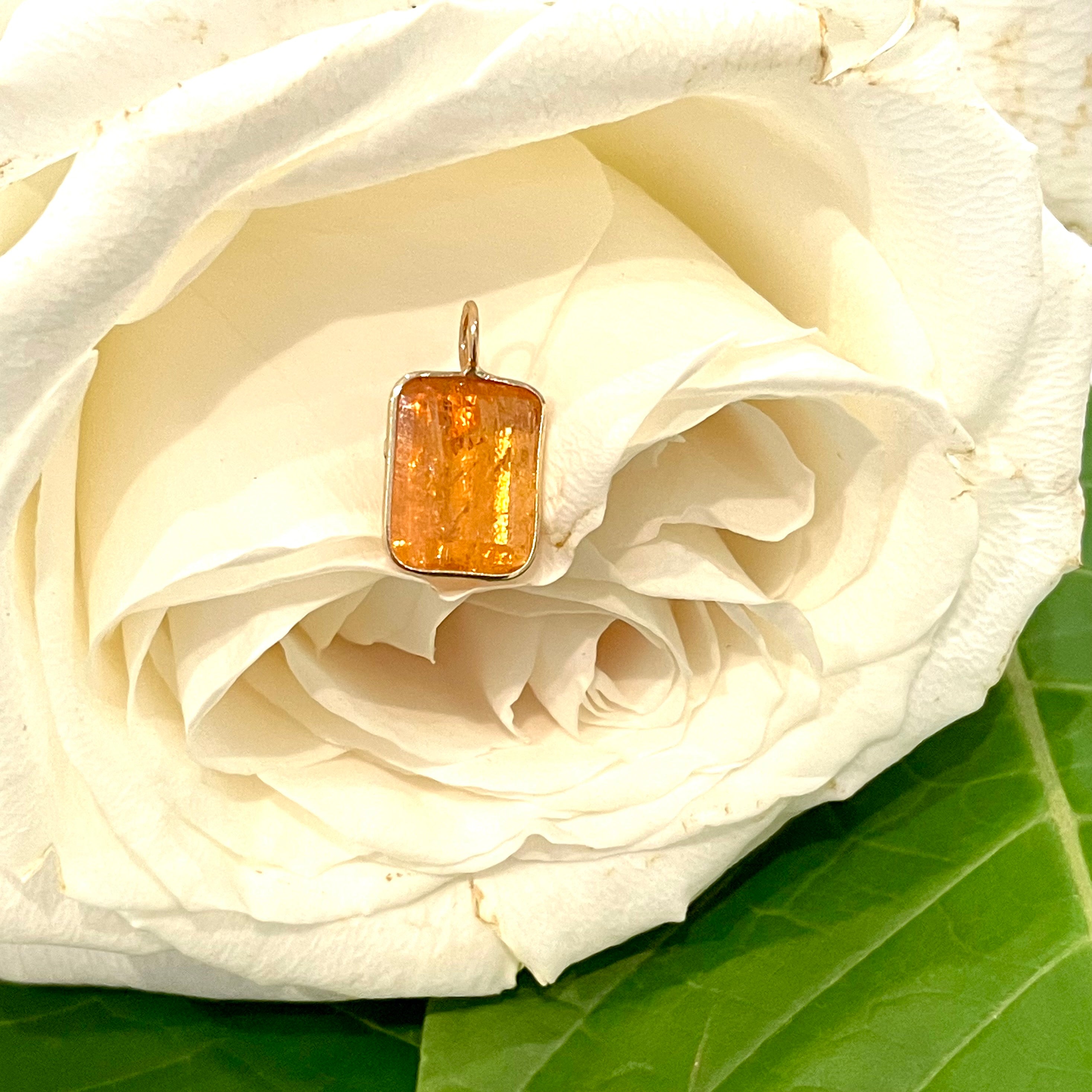 Natural Imperial Topaz 14K Yellow Gold Pendant Charm 16x9.5mm