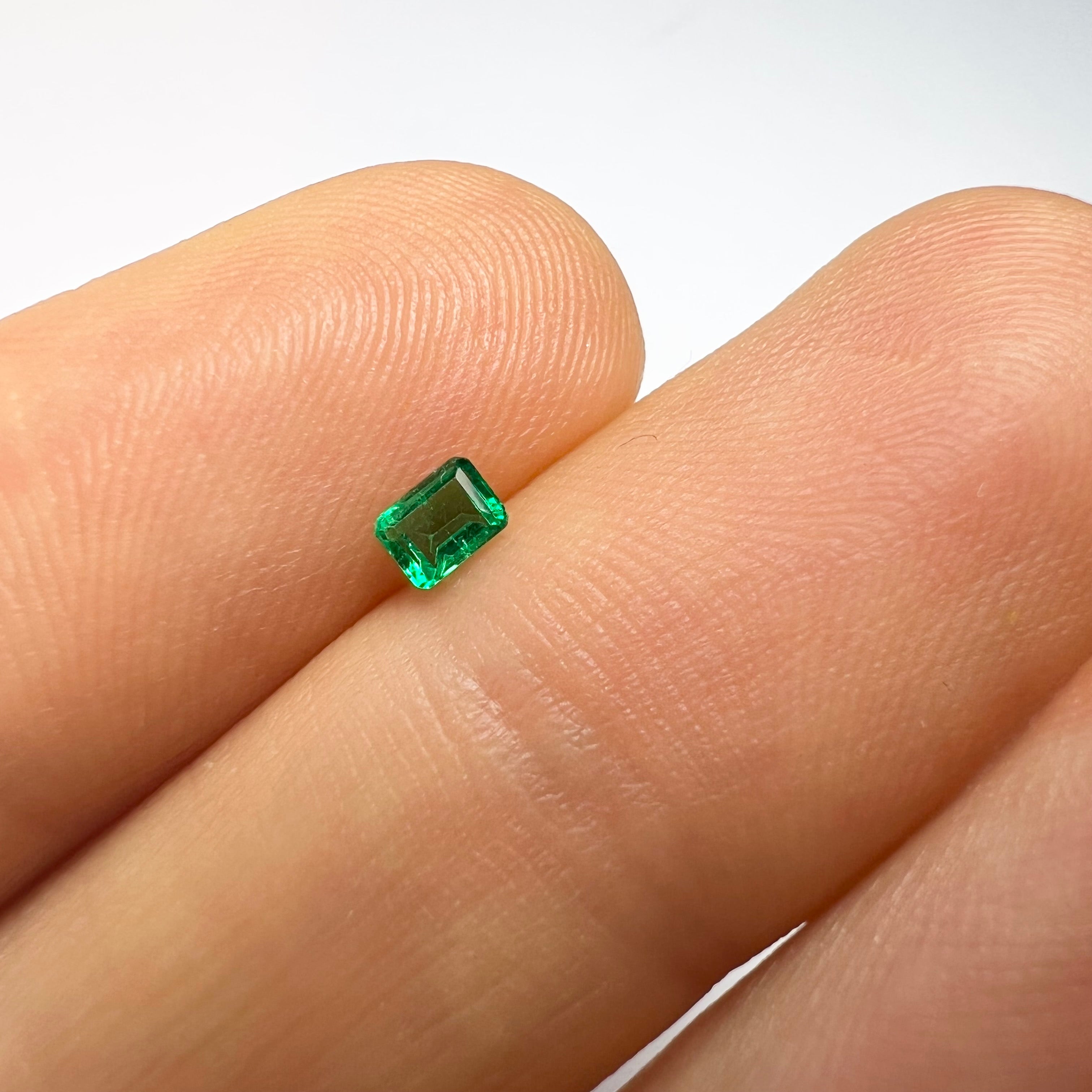 .13CT Loose Colombian Emerald, Emerald Cut 3.56x2.7x1.75mm Earth mined Gemstone