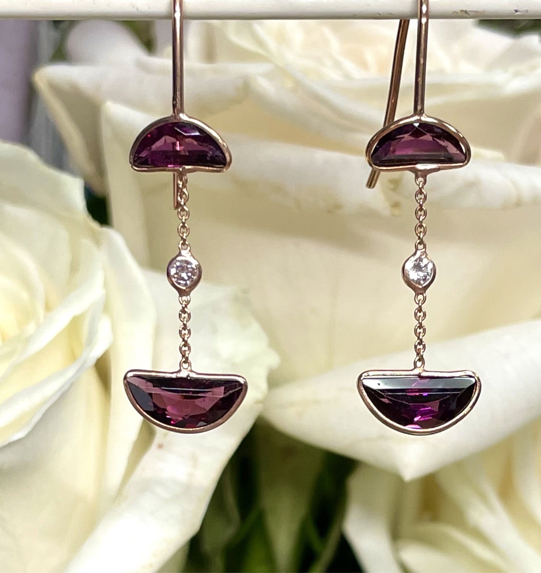 Garnet Diamond Earrings