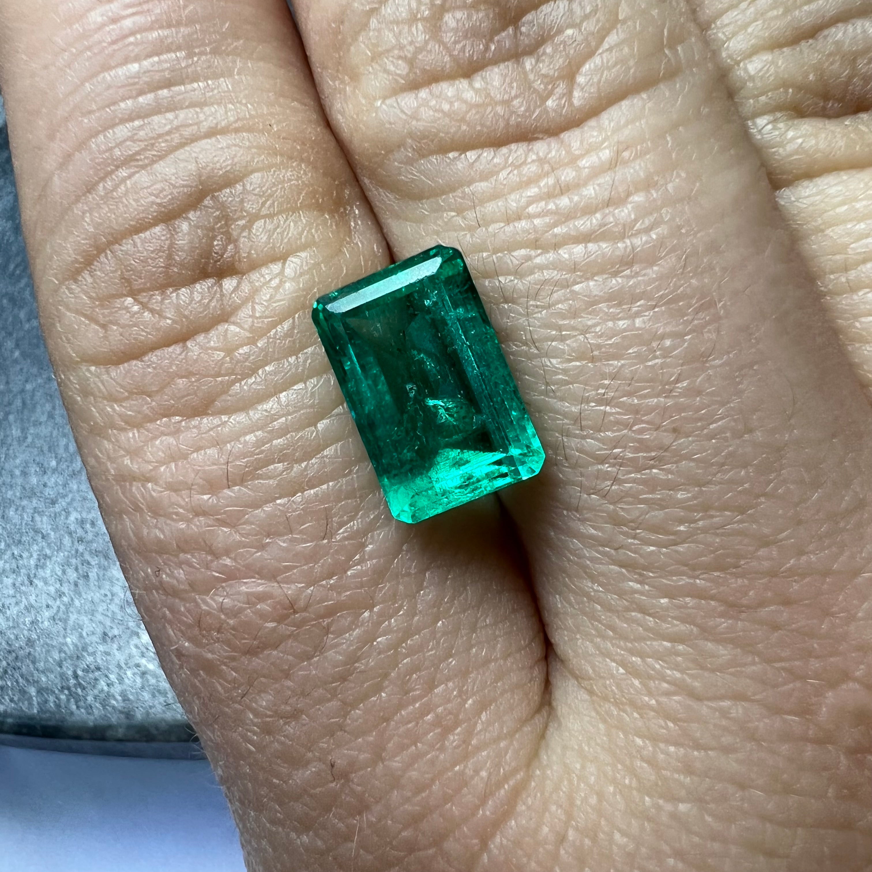 3.73CT Loose Natural Colombian Emerald Octagonal Step Cut 11.22x7.42x5.17mm