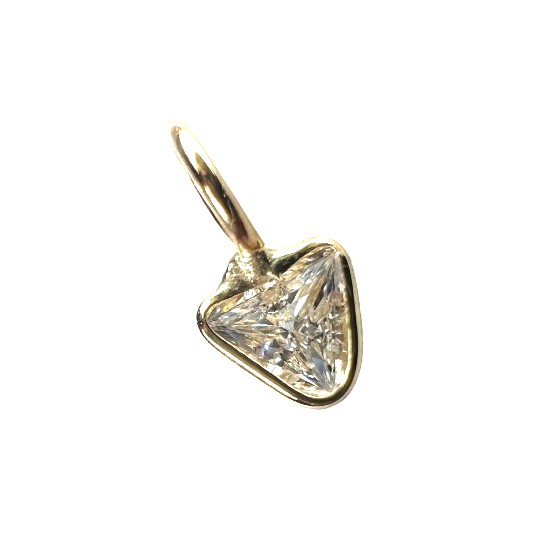 .12ct Trillion Cut Dimond Charm 14K Yellow Gold