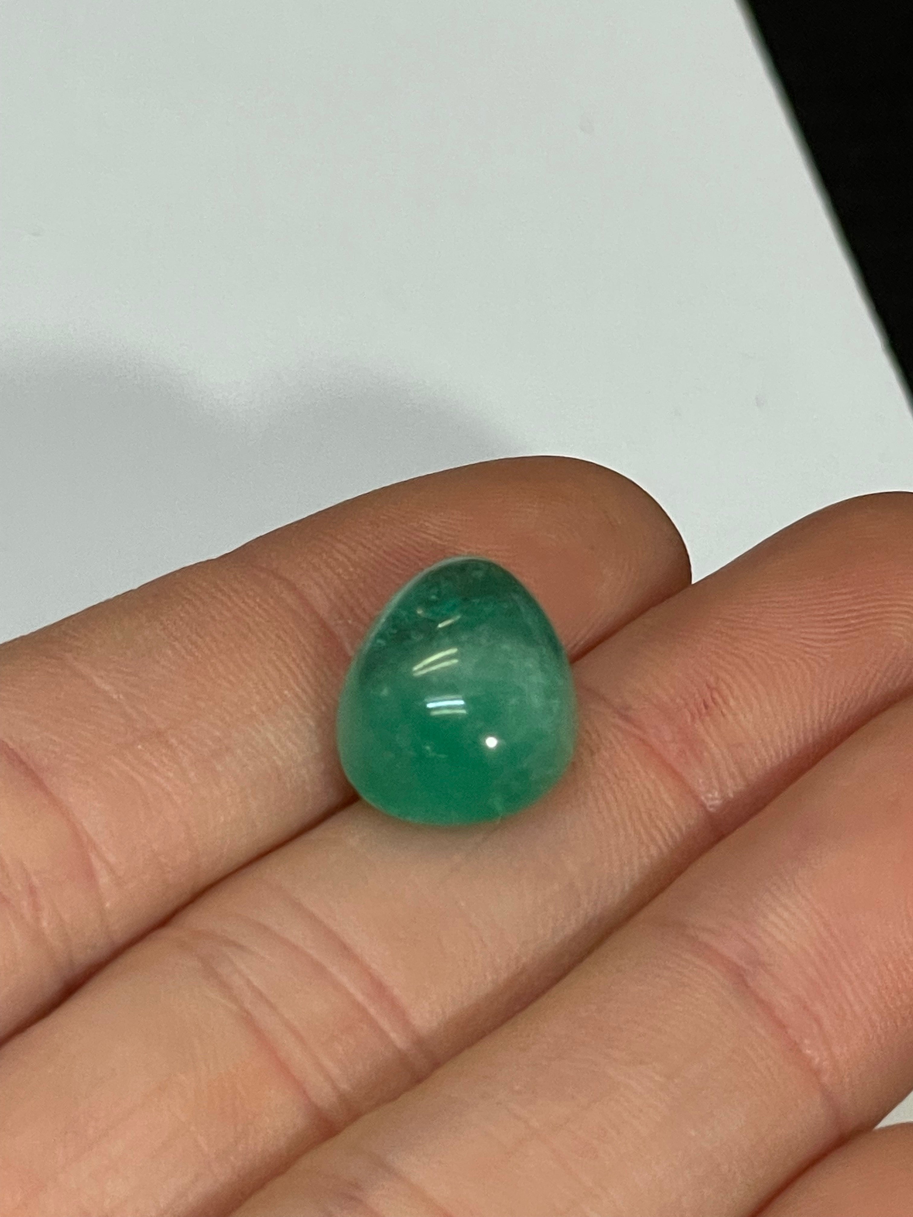 8.04CT Natural Emerald Loose Pear Cabochon 14x11